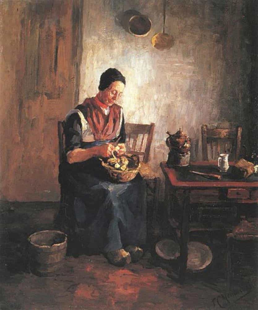 Woman Peeling Potatoes by Piet Mondrian