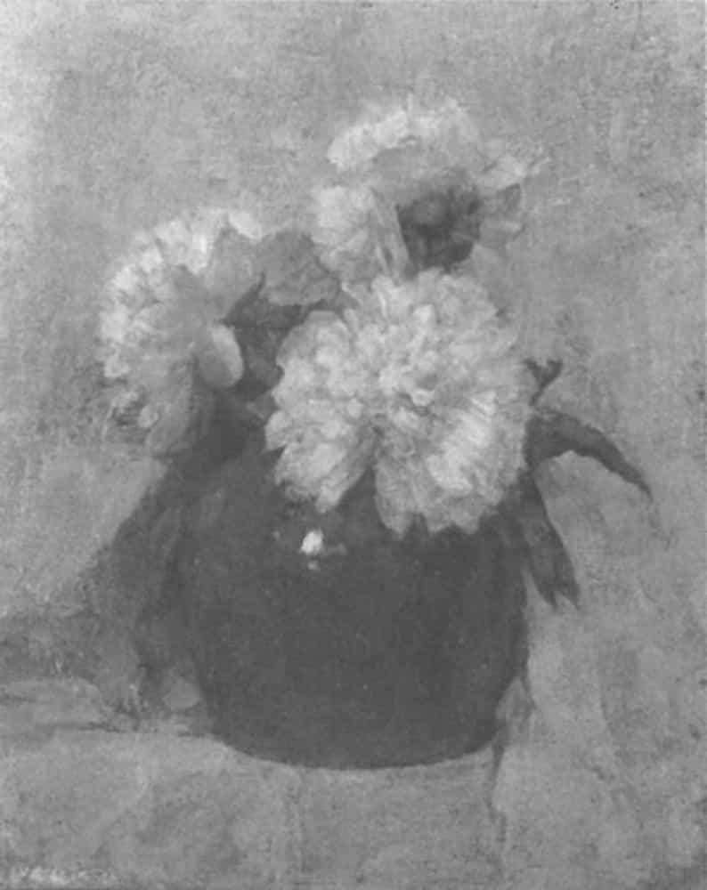 Three Chrysanthemum Blossoms in a Round Pot by Piet Mondrian