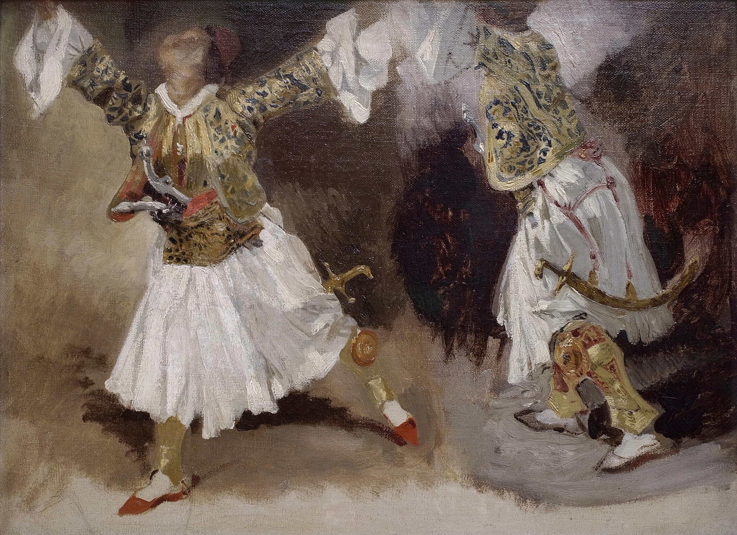 Two Greek Soldiers Dancing by Eugène Delacroix