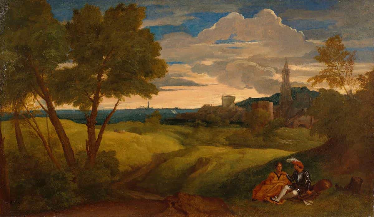 Evening Landscape with Couple by Titian
