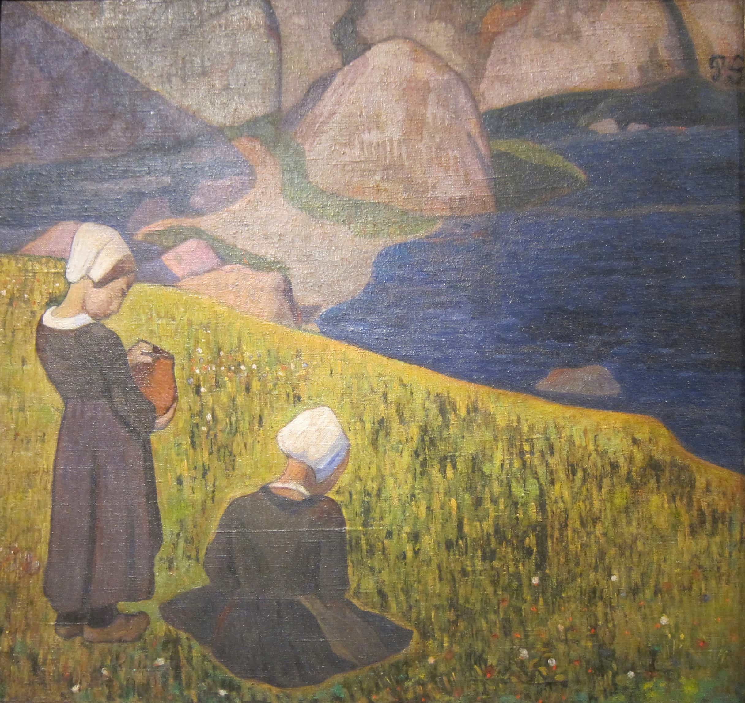 Breton Women in a Seaside Field by Paul Gauguin
