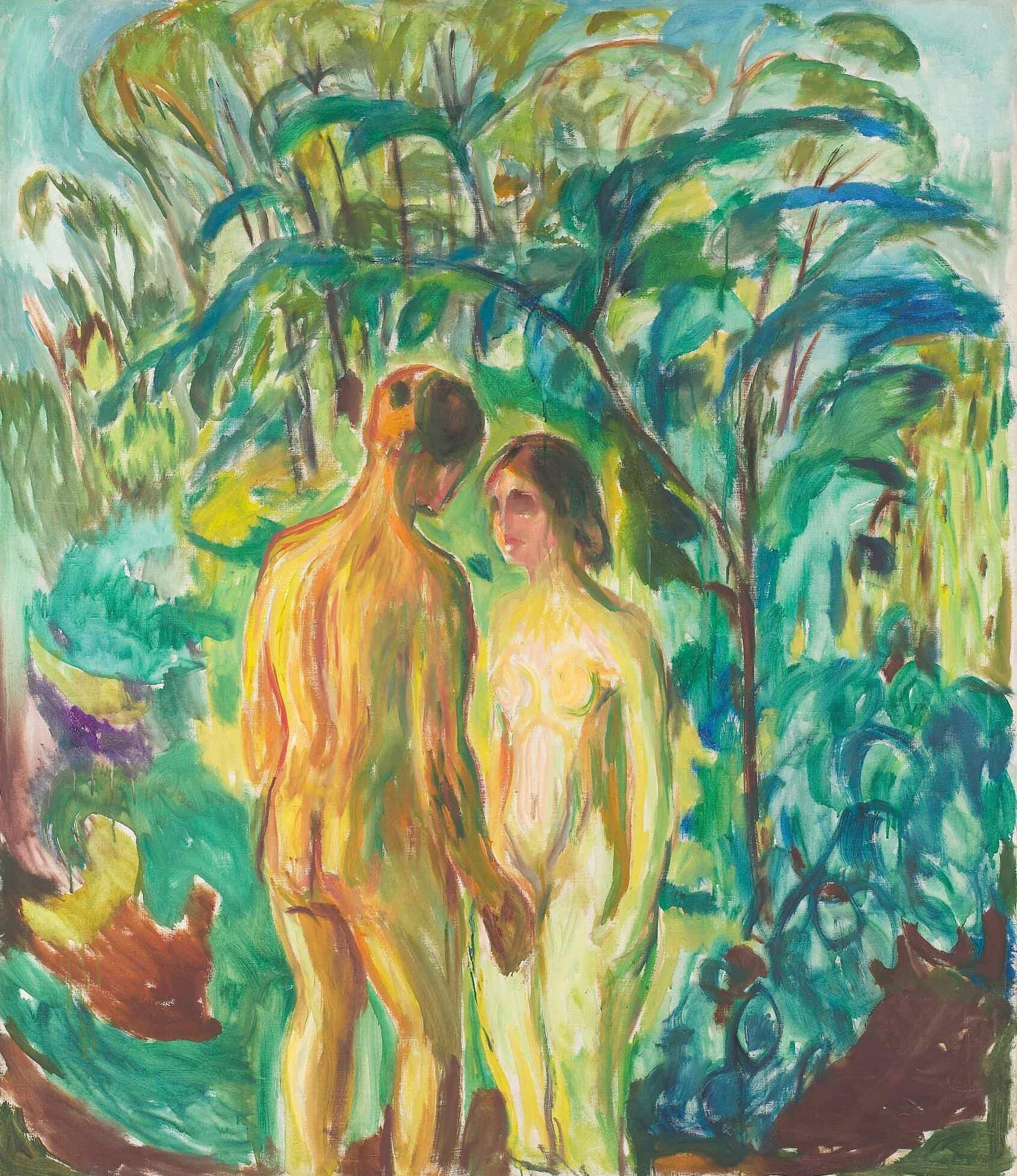 Naked Man and Woman in the Woods by Edvard Munch