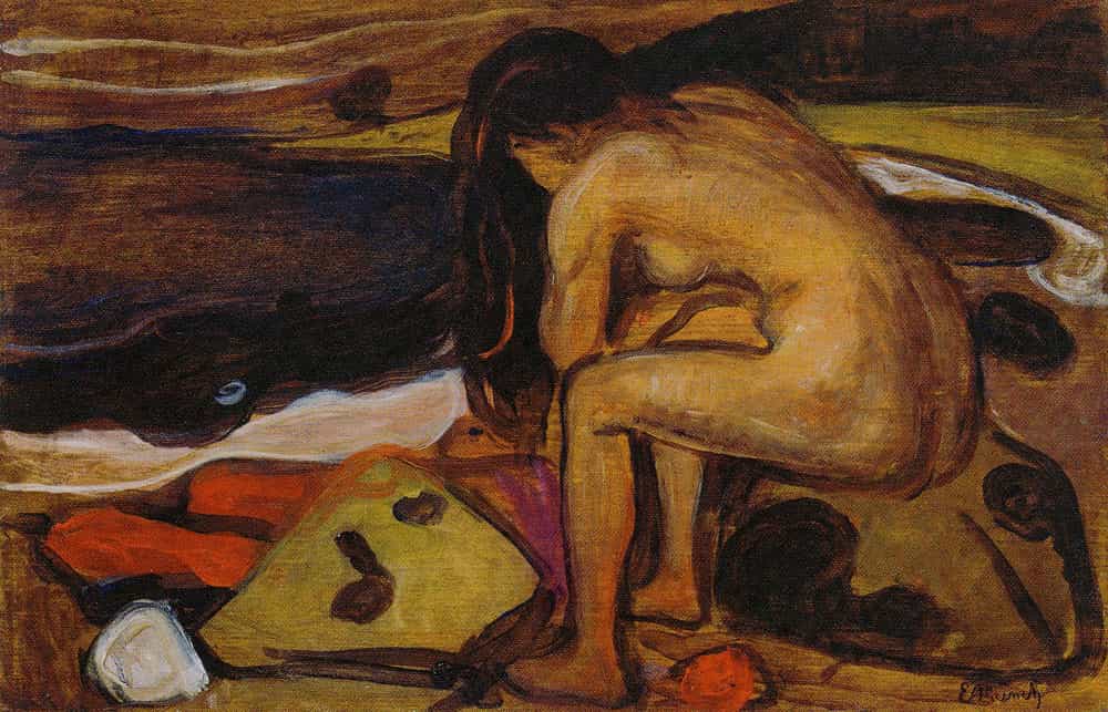 Sitting Nude by the Beach by Edvard Munch