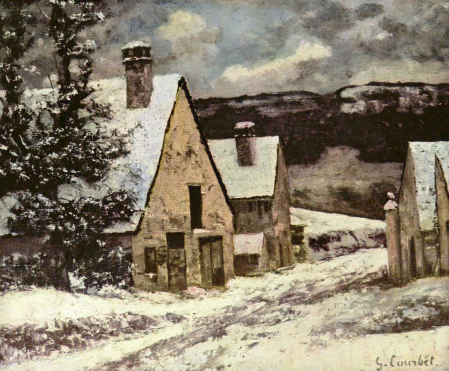 Village Street in Winter by Gustave Courbet