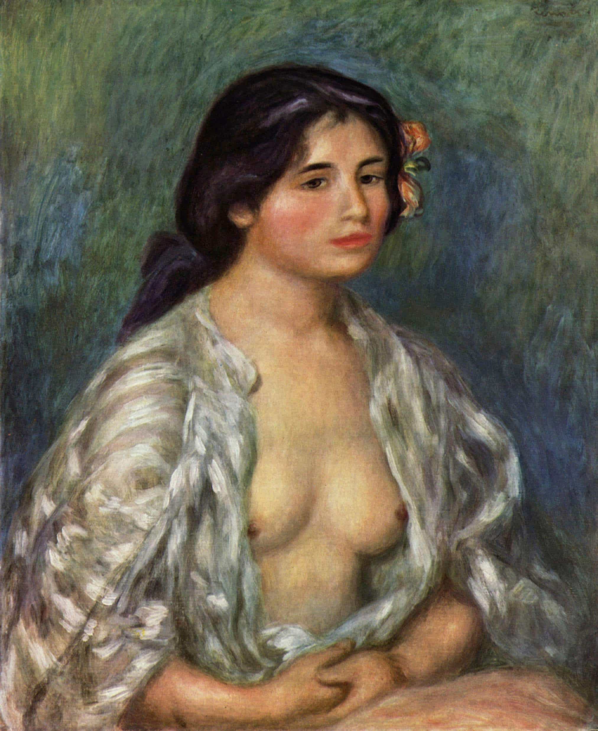 Gabrielle with Open Blouse by Pierre-Auguste Renoir