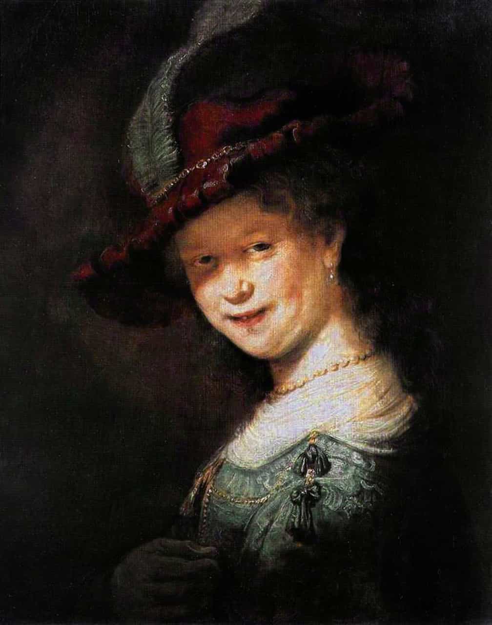 Bust of a Young Woman Smiling (possibly Saskia van Uylenburgh) by Rembrandt