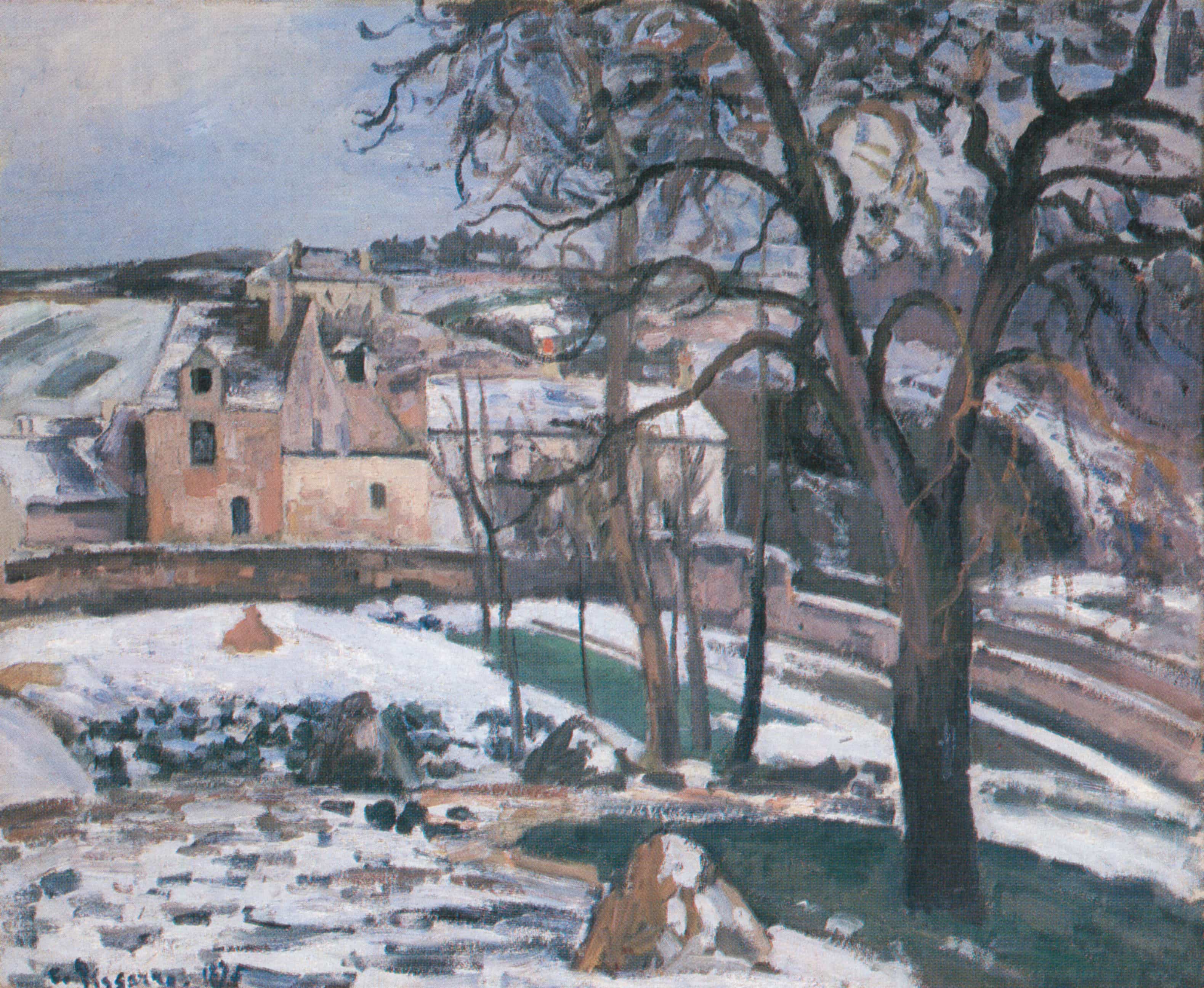 Effect of Snow at L'Hermitage, Pontoise by Camille Pissarro