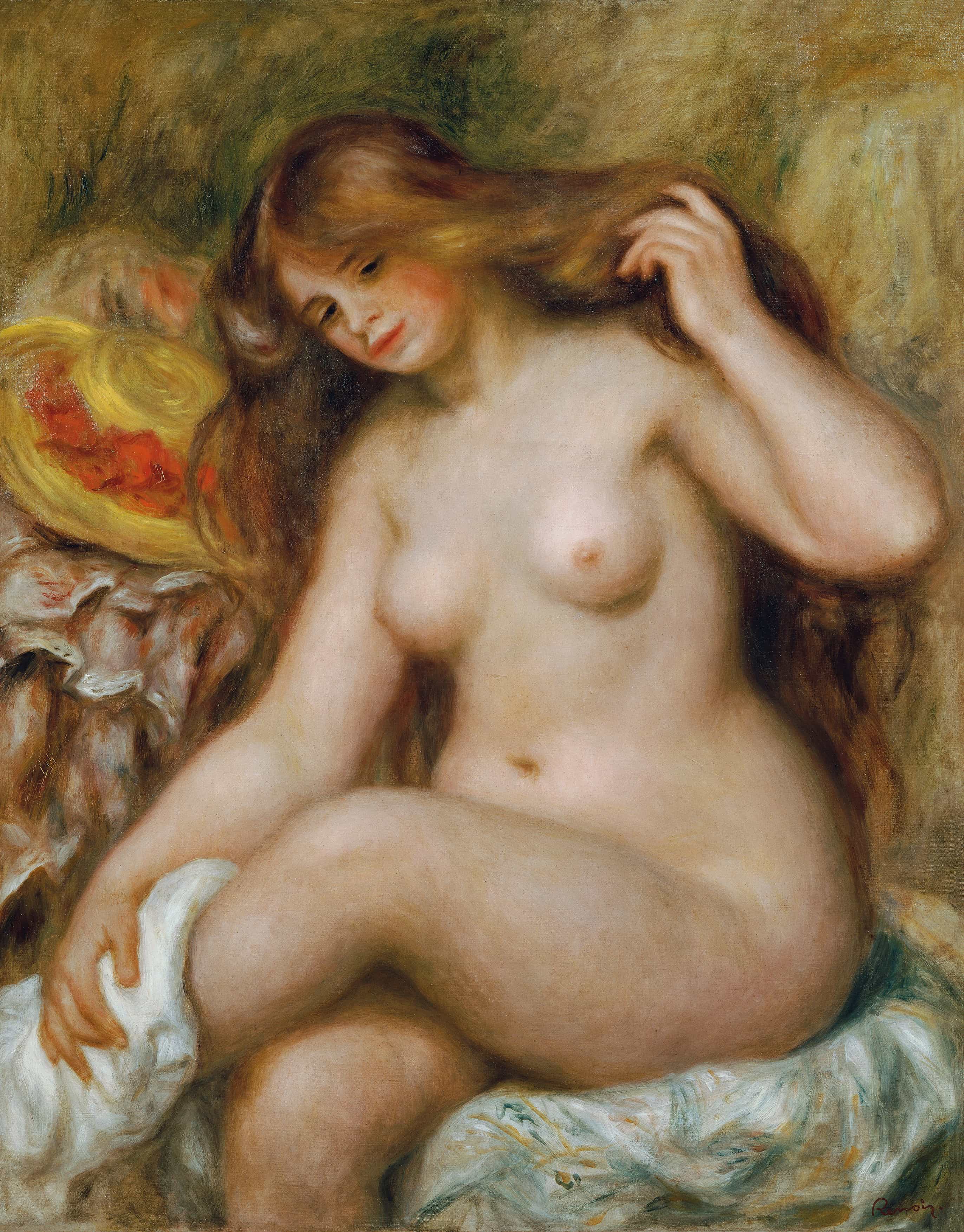 Badende mit blondem, offenem Haar by Pierre-Auguste Renoir