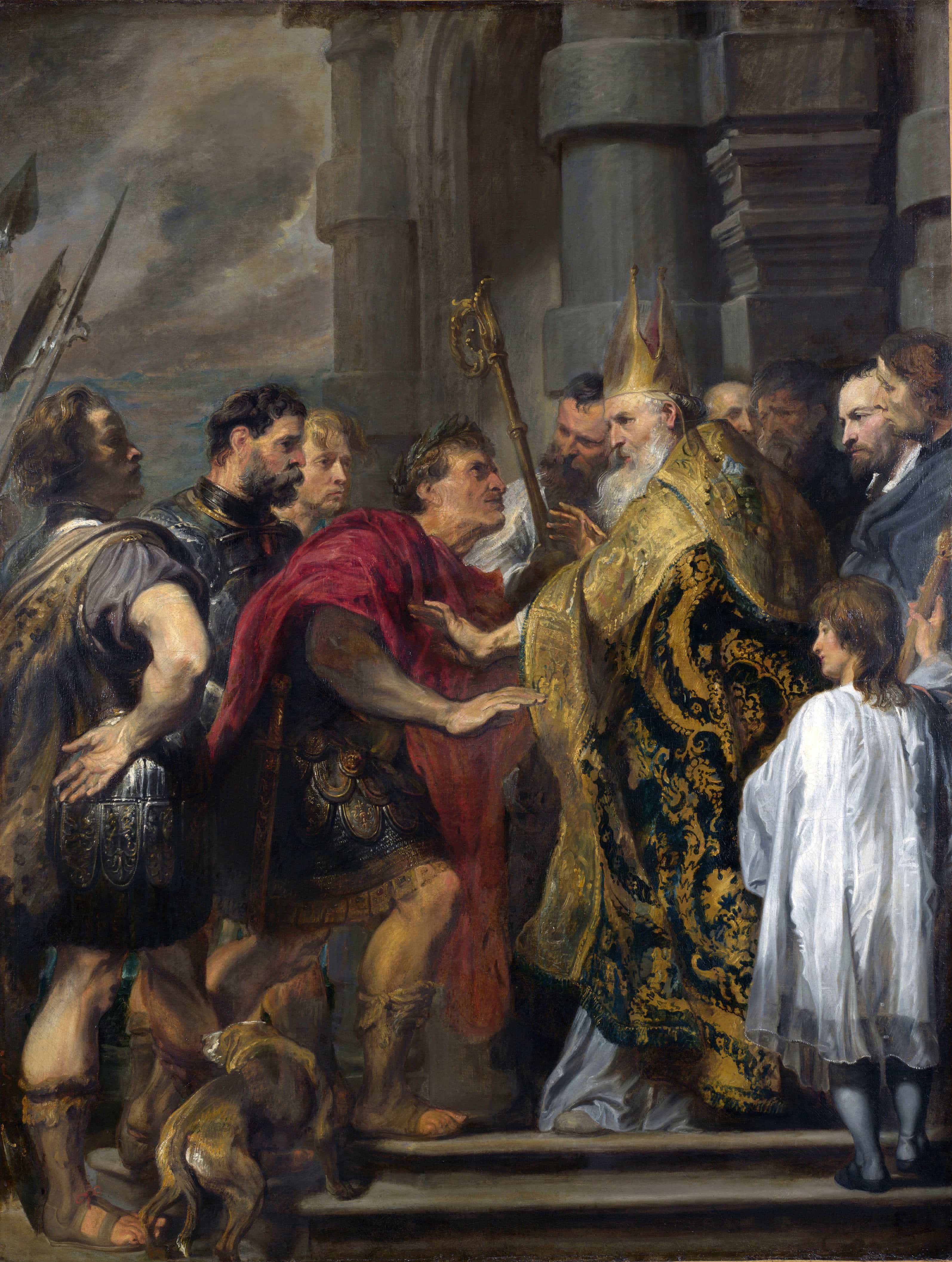 St Ambrose Barring Theodosius from Milan Cathedral by Anthony van Dyck