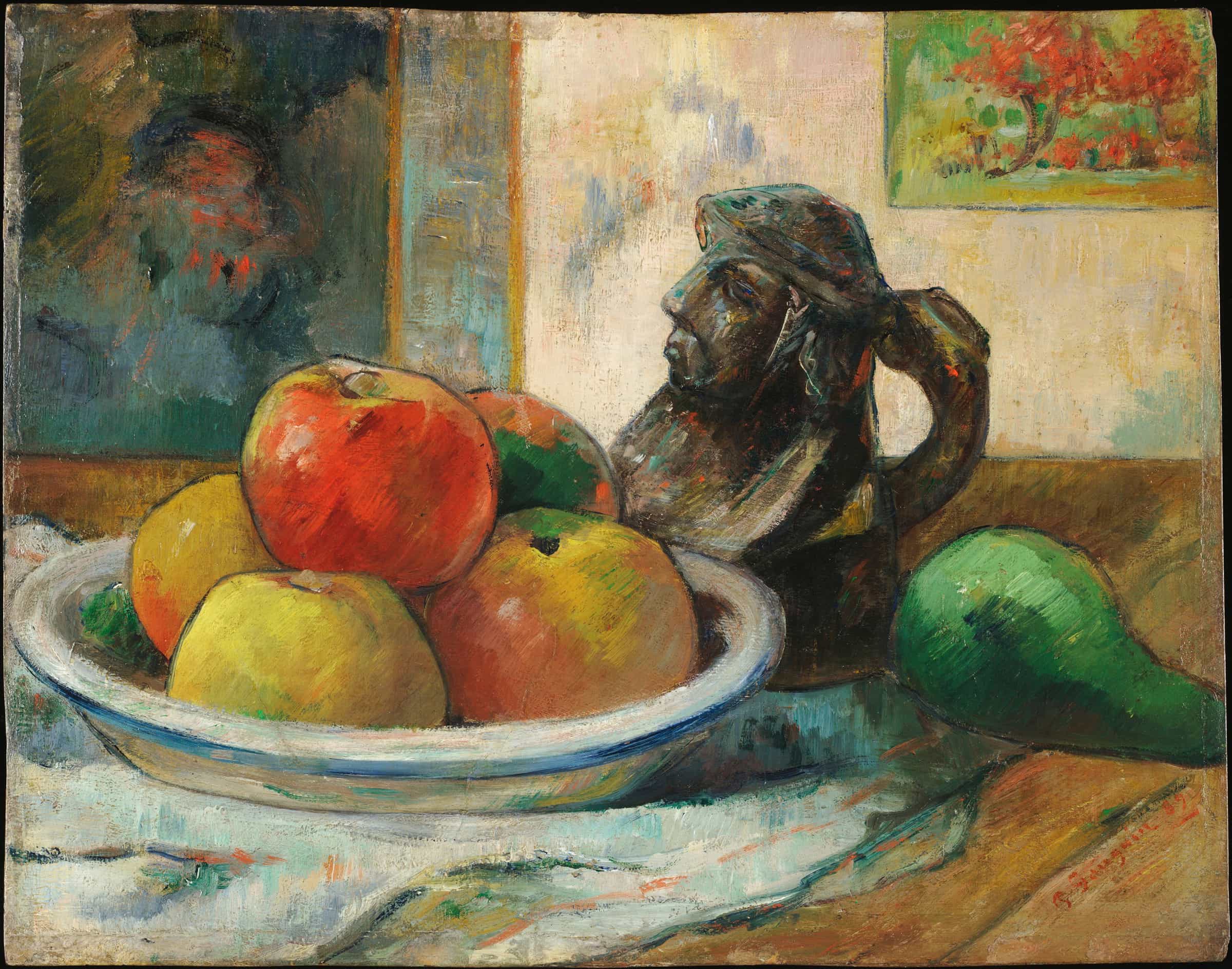 Still Life with Apples, a Pear, and a Ceramic Portrait Jug by Paul Gauguin