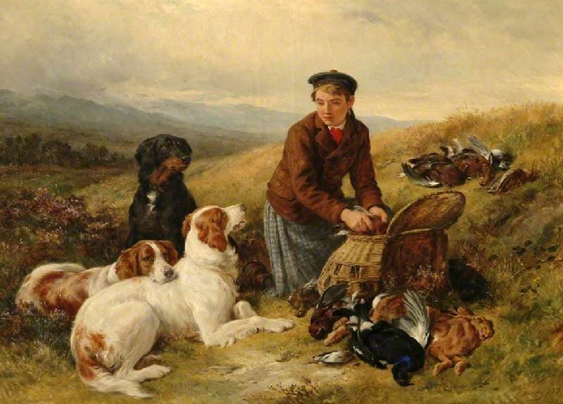 A Young Gillie with Setters and Dead Game