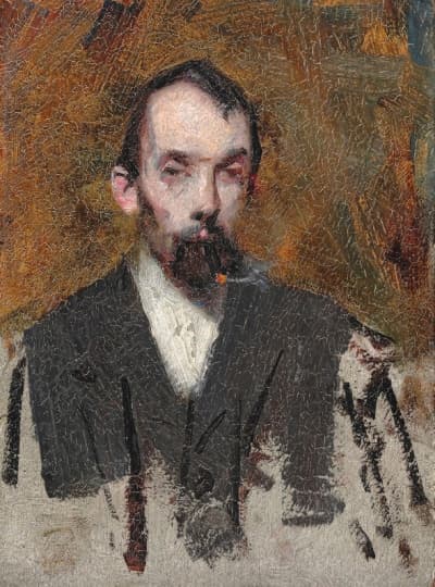 Portrait of Louis Abrahams Smoking a Cigar