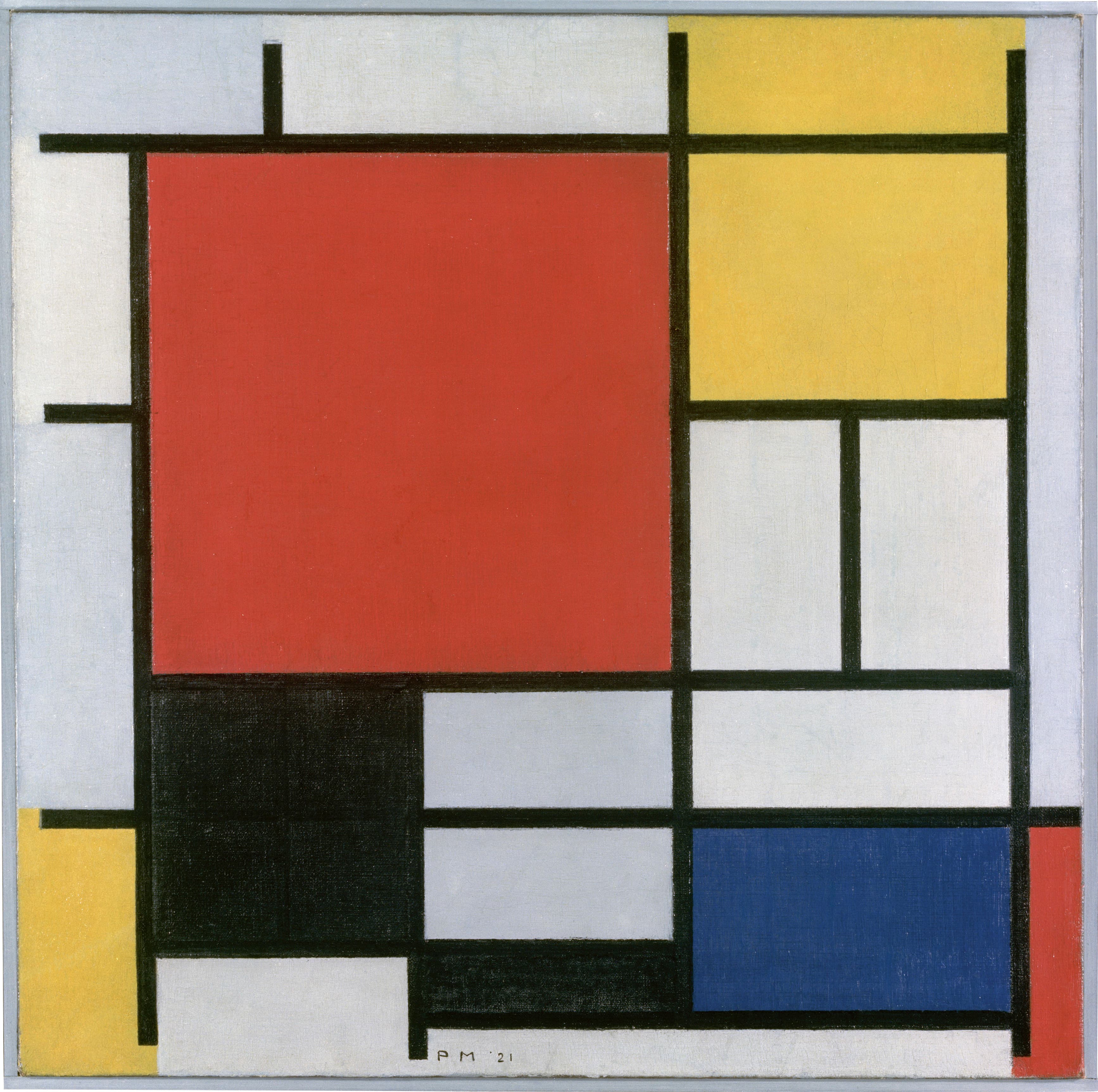 Composition with Large Red Plane, Yellow, Black, Grey and Blue
