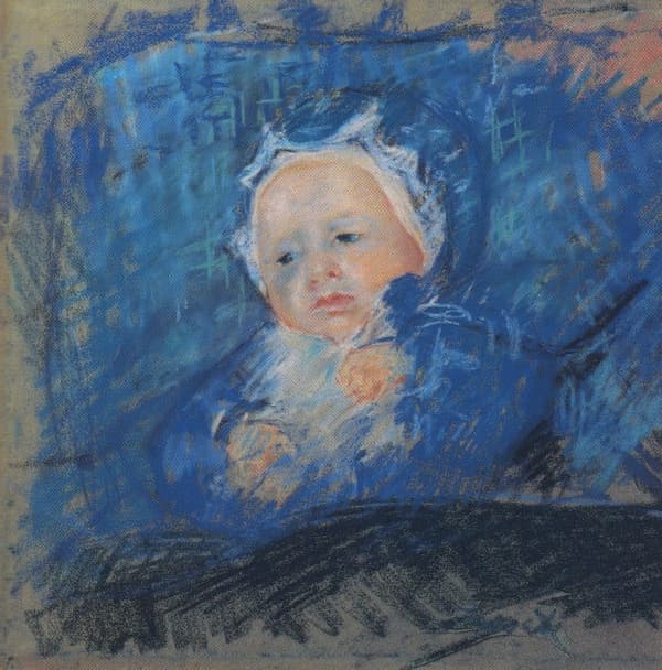 Baby in Blue in Its Carriage
