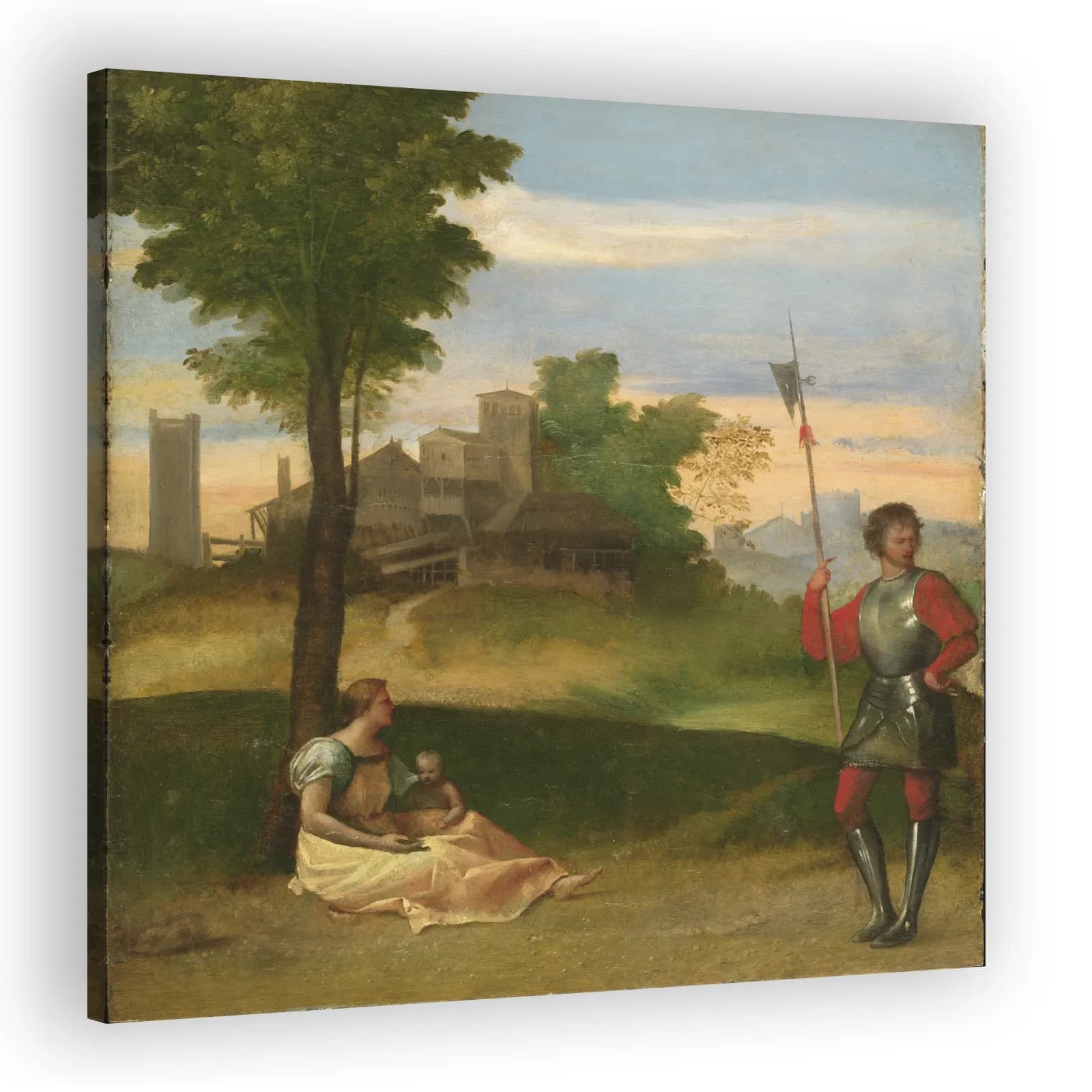 An Idyll: Mother and a Halberdier in a Wooded Landscape by Titian - view 2 thumbnail