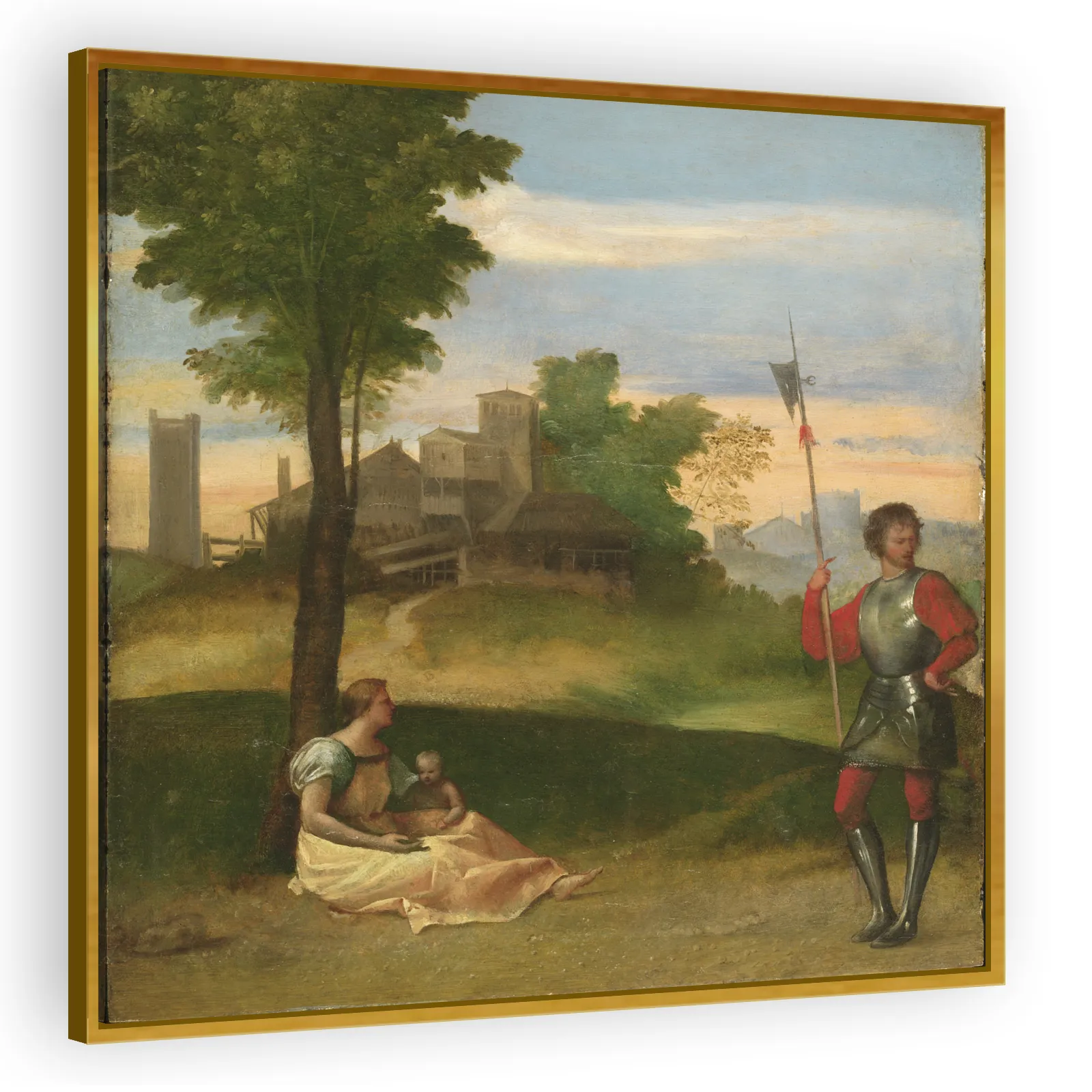 An Idyll: Mother and a Halberdier in a Wooded Landscape by Titian - view 3 thumbnail