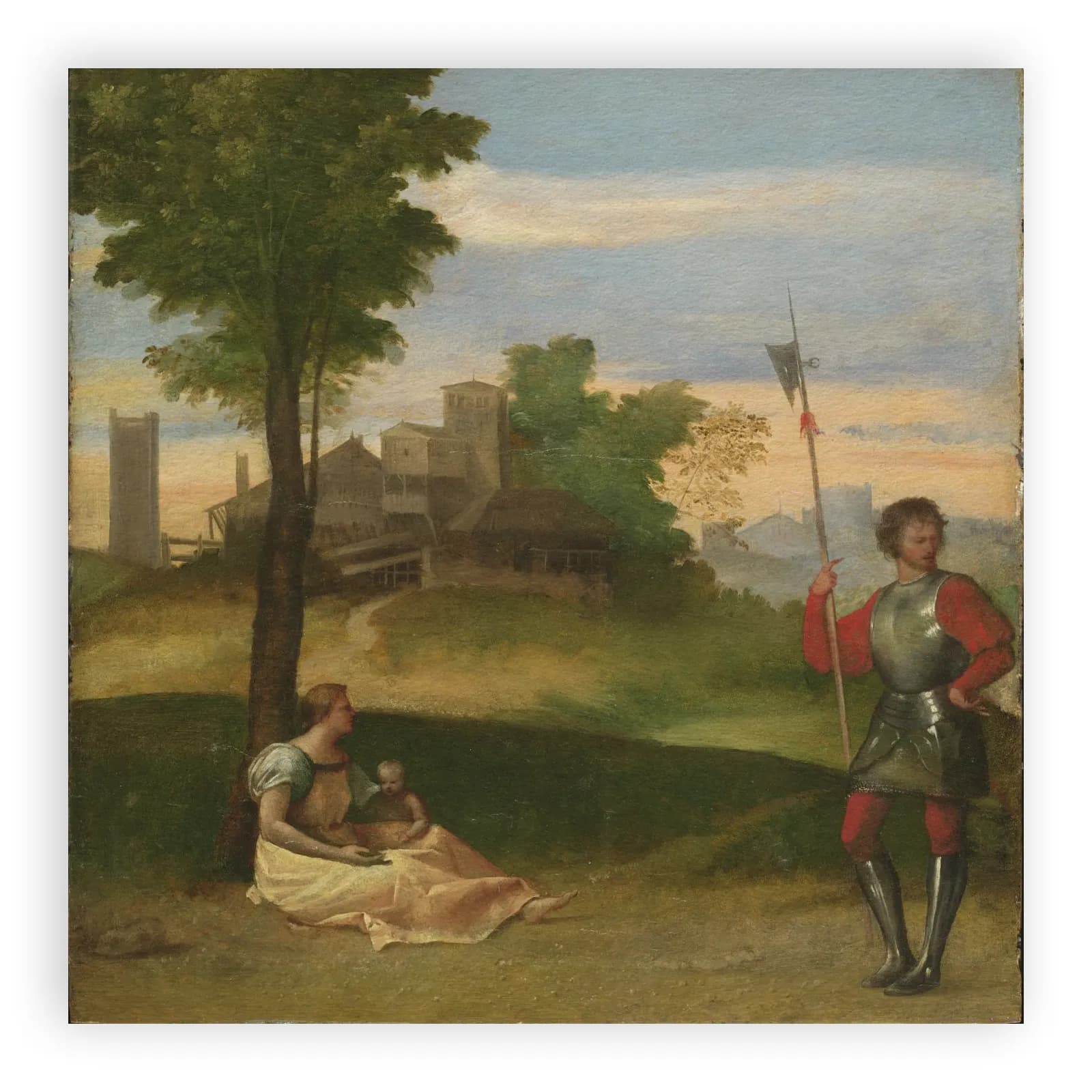 An Idyll: Mother and a Halberdier in a Wooded Landscape by Titian - view 6 thumbnail