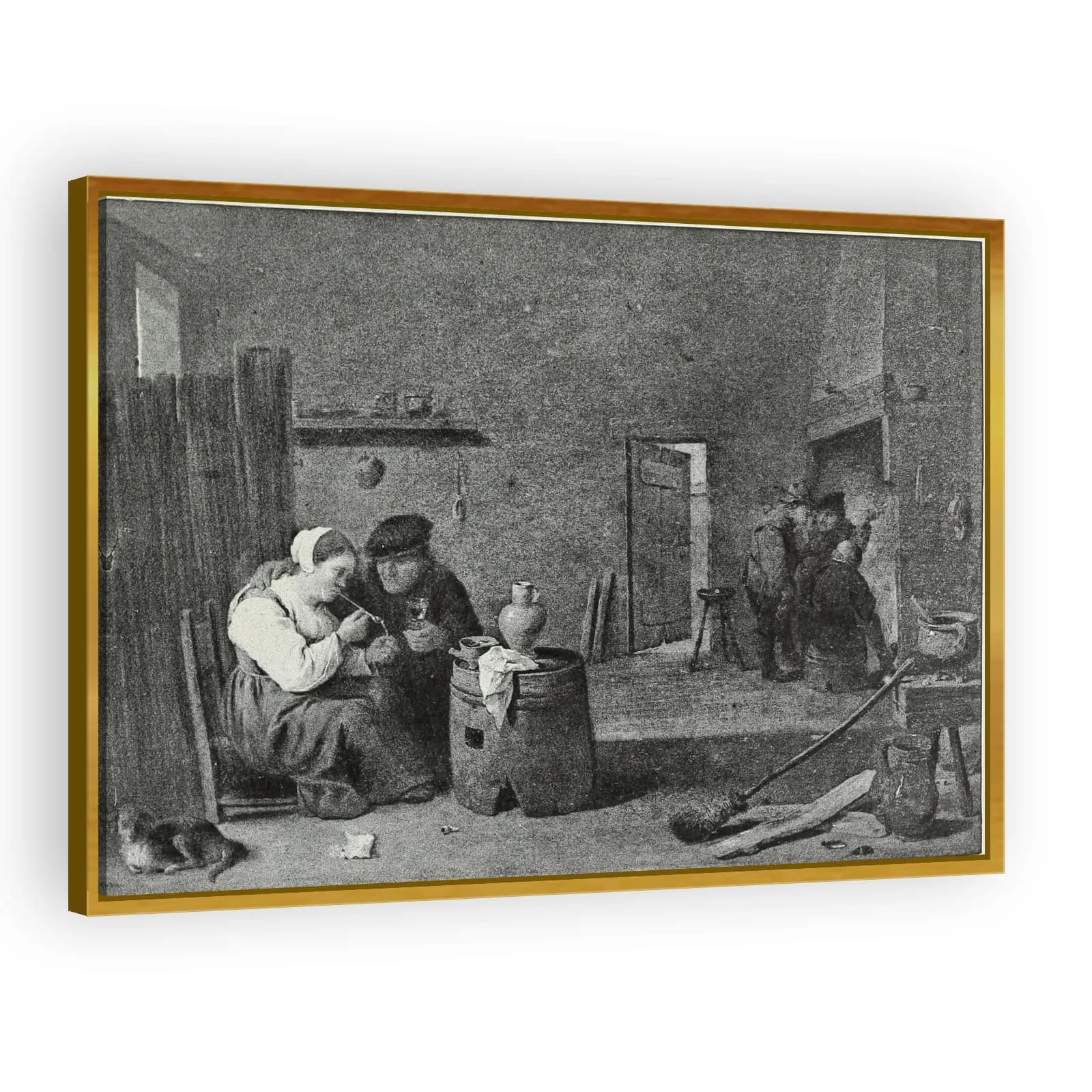 Tavern Interior with a Woman Smoking and a Drinking Man by David Teniers The Younger - view 3 thumbnail