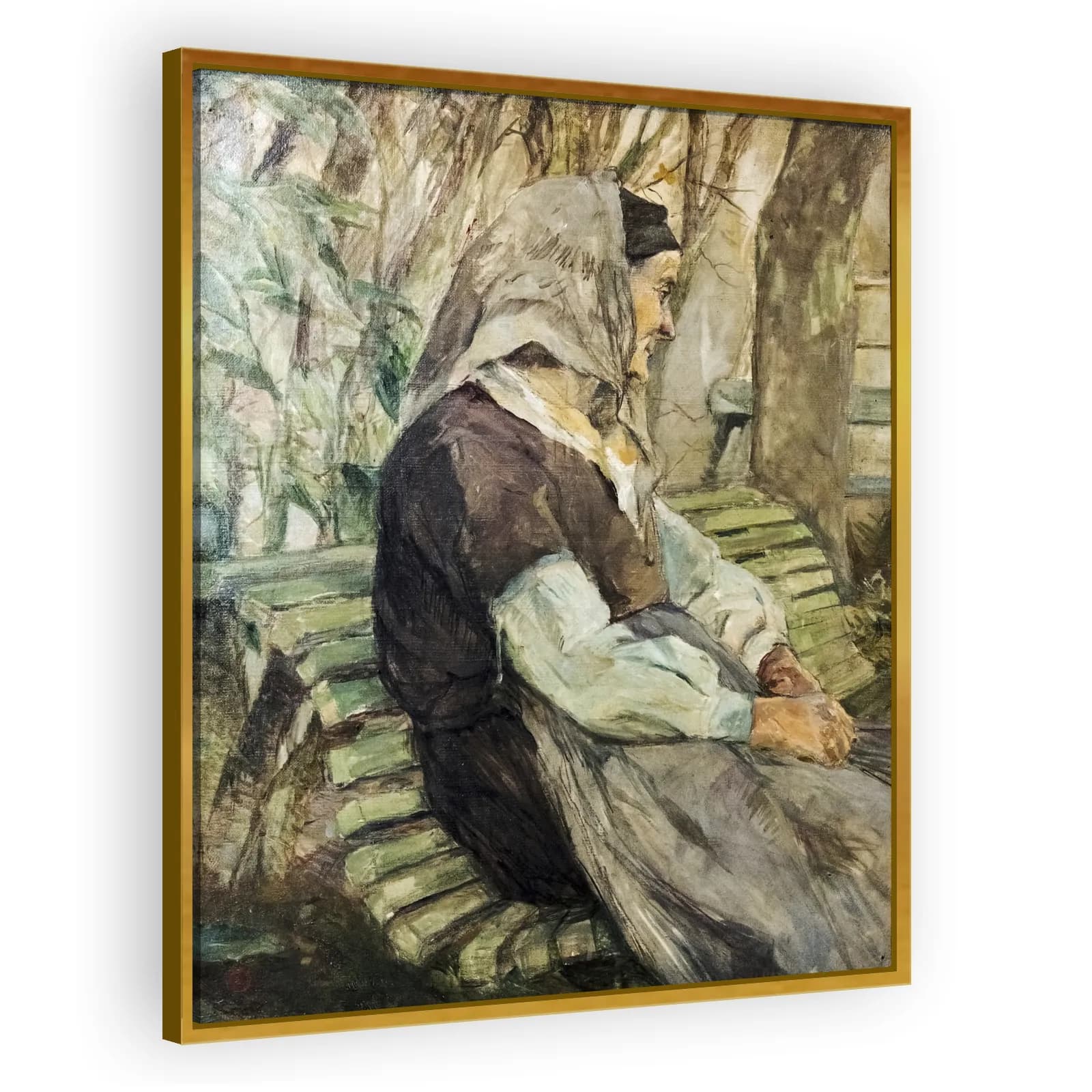 Old Woman Sitting on a Bench in Céleyran by Henri De Toulouse Lautrec - view 3 thumbnail