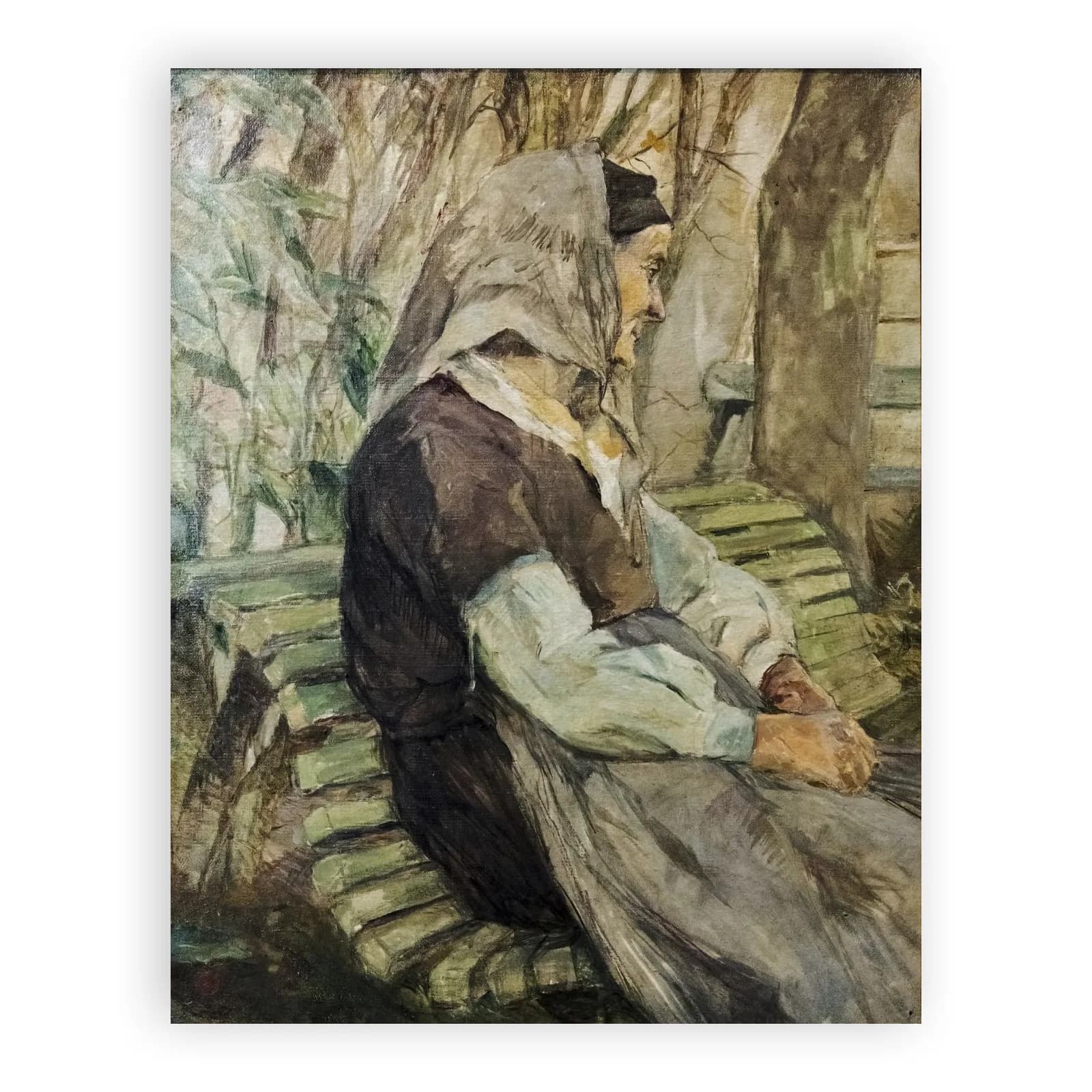 Old Woman Sitting on a Bench in Céleyran by Henri De Toulouse Lautrec - view 6 thumbnail