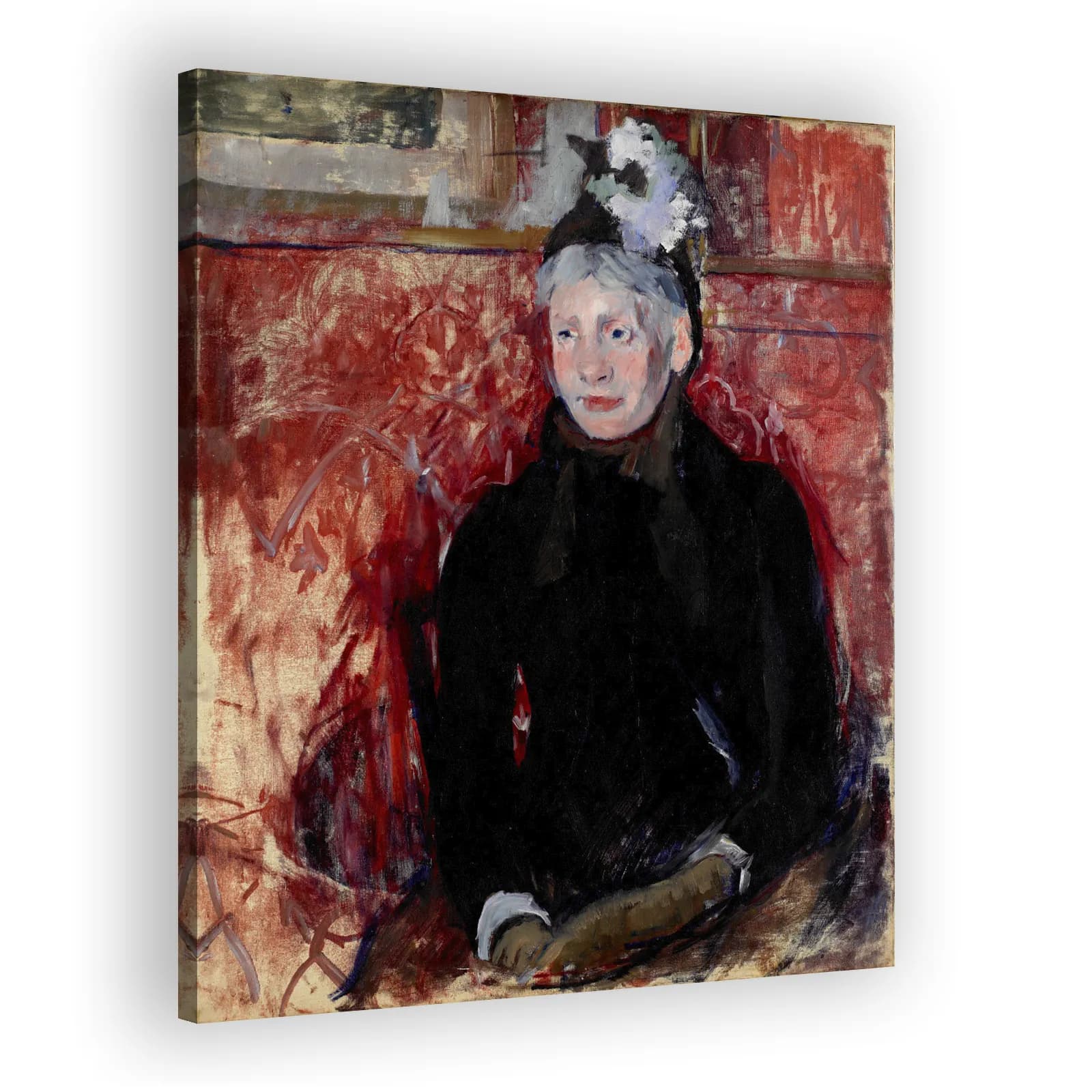 Portrait of an Elderly Lady in a Bonnet: Red Background by Mary Cassatt - view 2 thumbnail