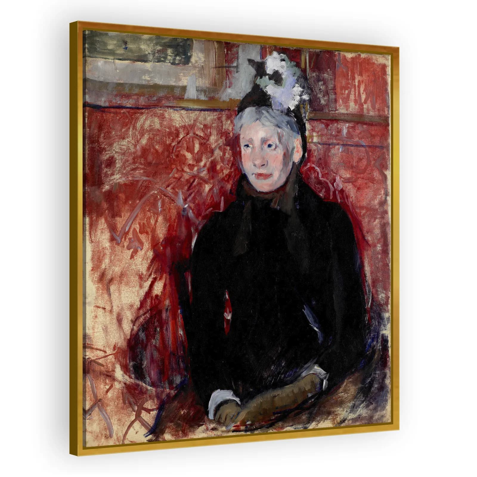Portrait of an Elderly Lady in a Bonnet: Red Background by Mary Cassatt - view 3 thumbnail