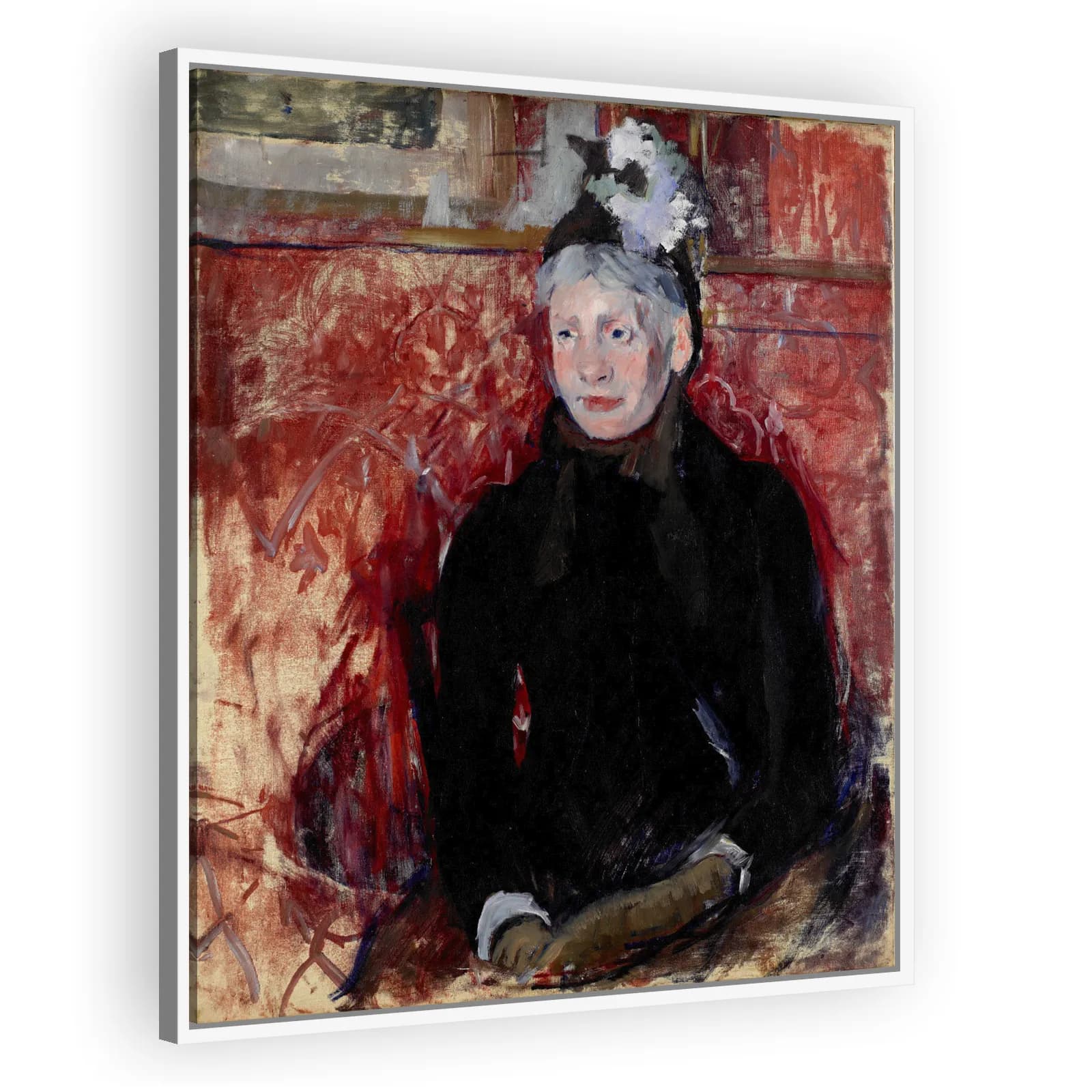 Portrait of an Elderly Lady in a Bonnet: Red Background by Mary Cassatt - view 5 thumbnail