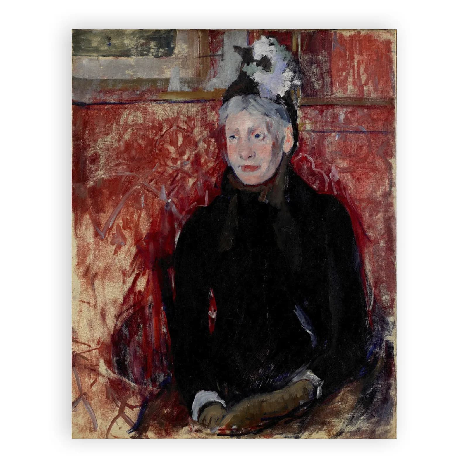 Portrait of an Elderly Lady in a Bonnet: Red Background by Mary Cassatt - view 6 thumbnail