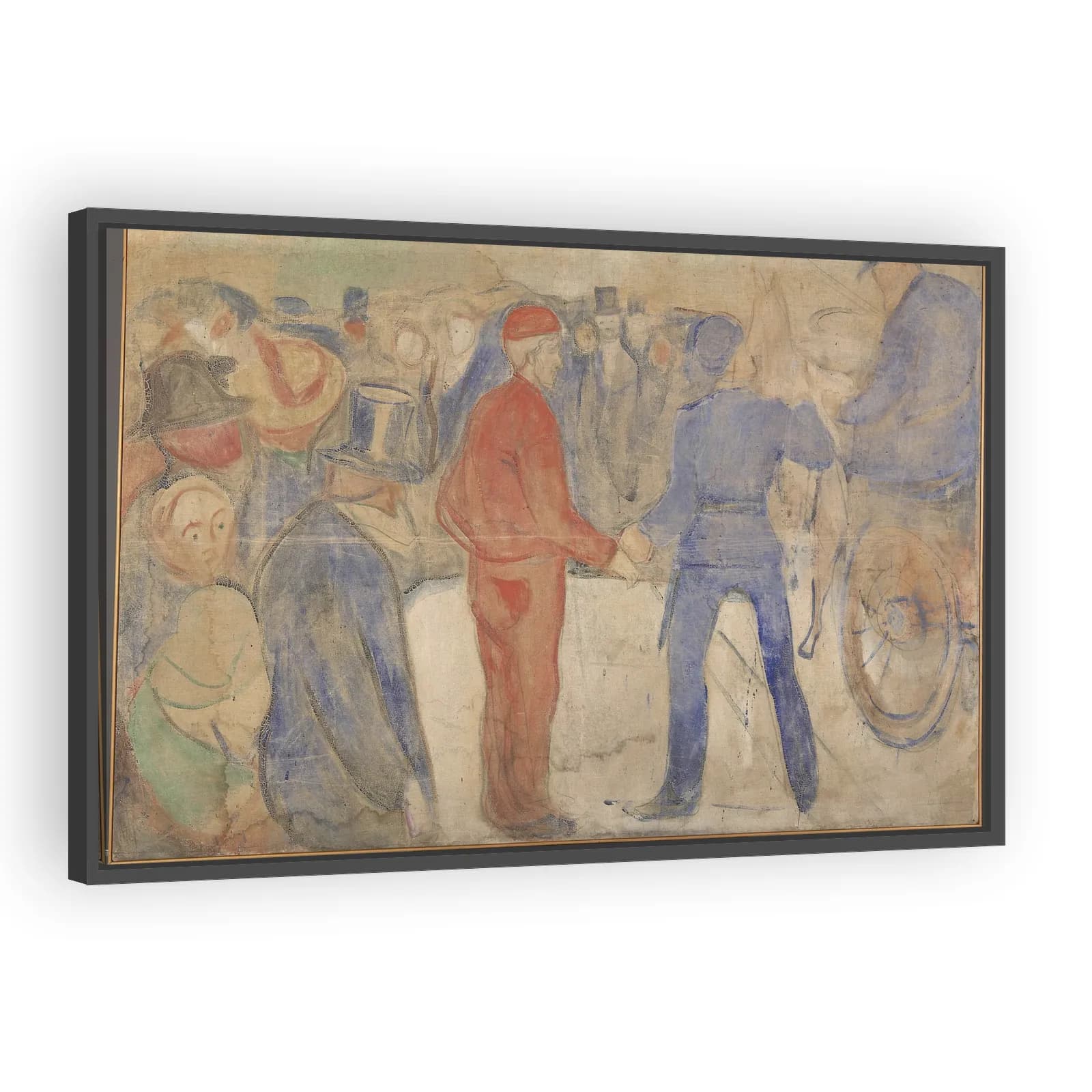 People Gathering around a Man in Red by Edvard Munch