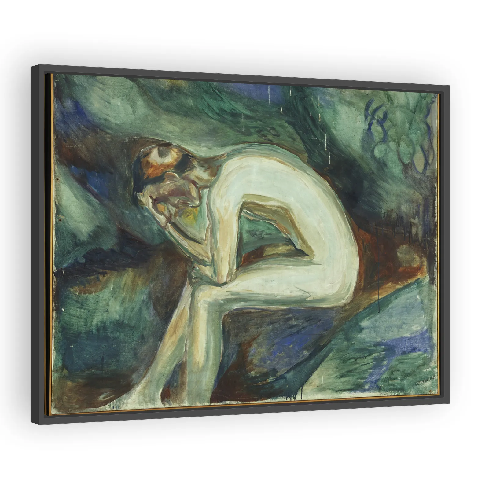 Seated Male Nude in the Forest by Edvard Munch