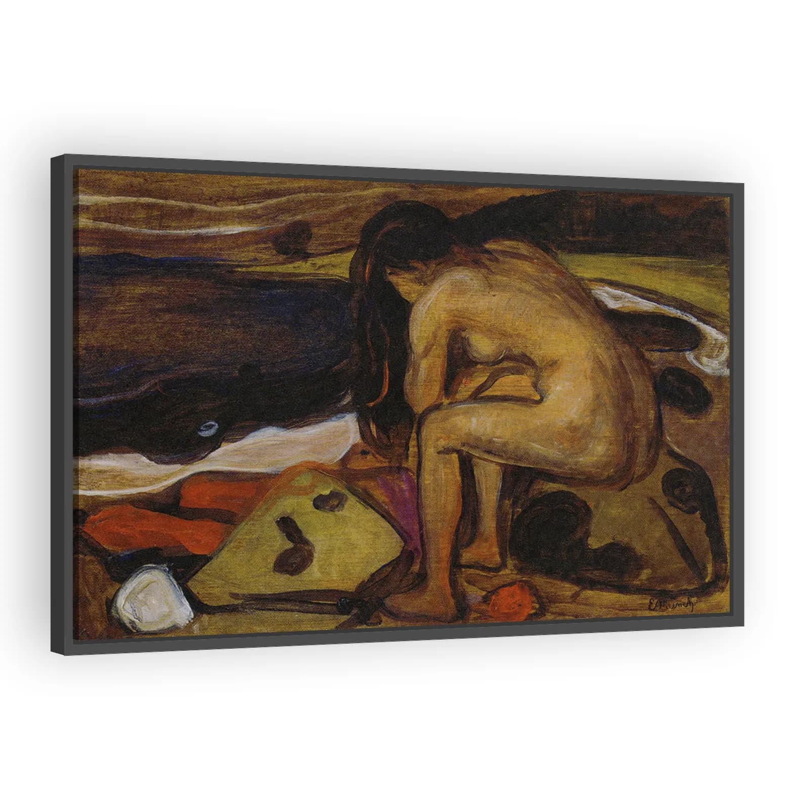 Sitting Nude by the Beach by Edvard Munch