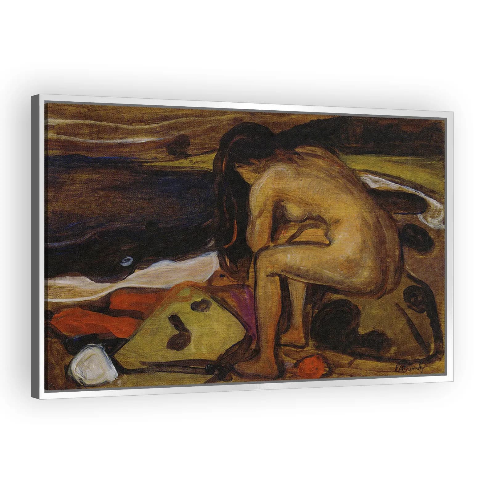 Sitting Nude by the Beach by Edvard Munch - view 4 thumbnail