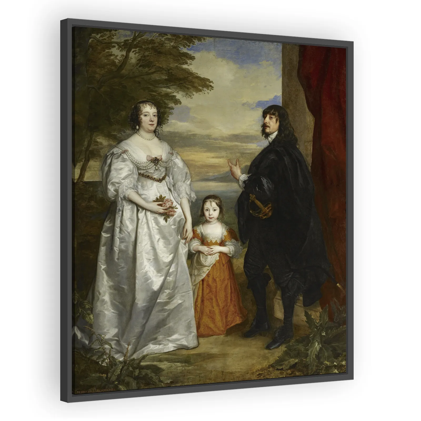 Group portrait of James Stanley, Lord Strange; Charlotte de La Trémoille; and Lady Henrietta Maria Stanley by Anthony Van Dyck