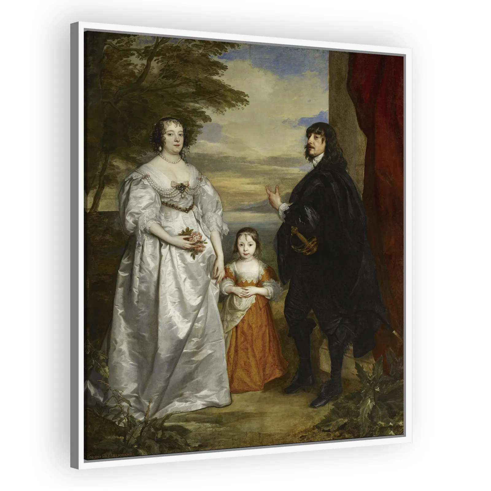 Group portrait of James Stanley, Lord Strange; Charlotte de La Trémoille; and Lady Henrietta Maria Stanley by Anthony Van Dyck - view 5 thumbnail