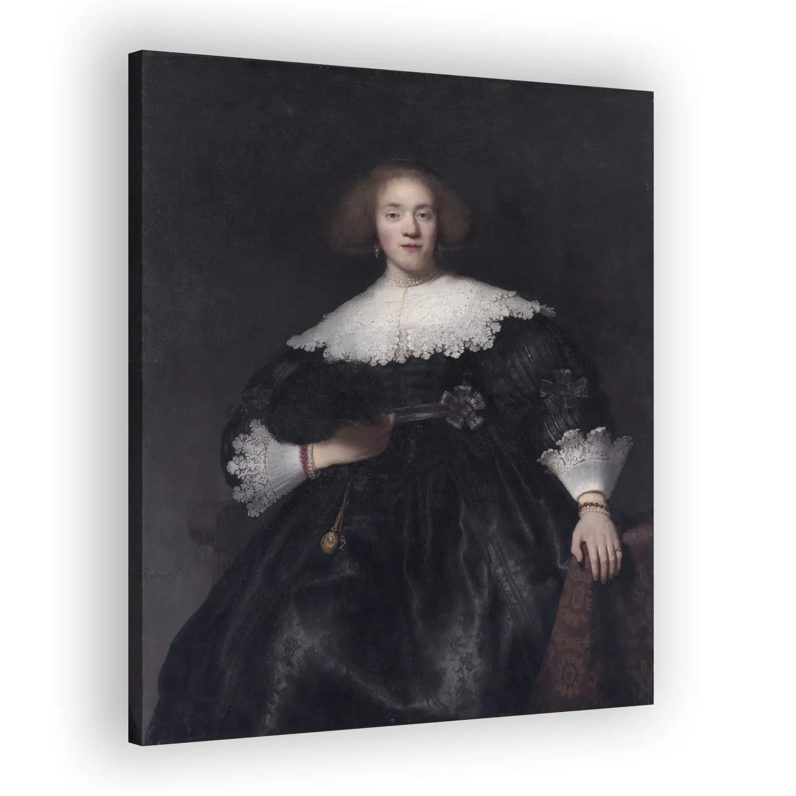 Portrait of a Young Woman with a Fan by Rembrandt Van Rijn - view 2 thumbnail