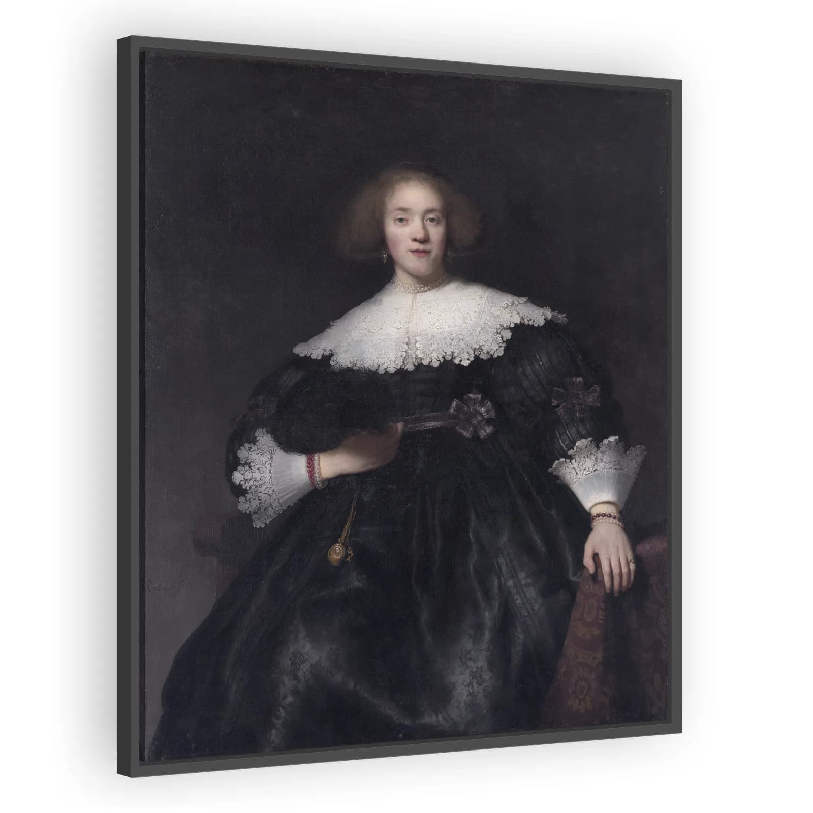 Portrait of a Young Woman with a Fan by Rembrandt Van Rijn