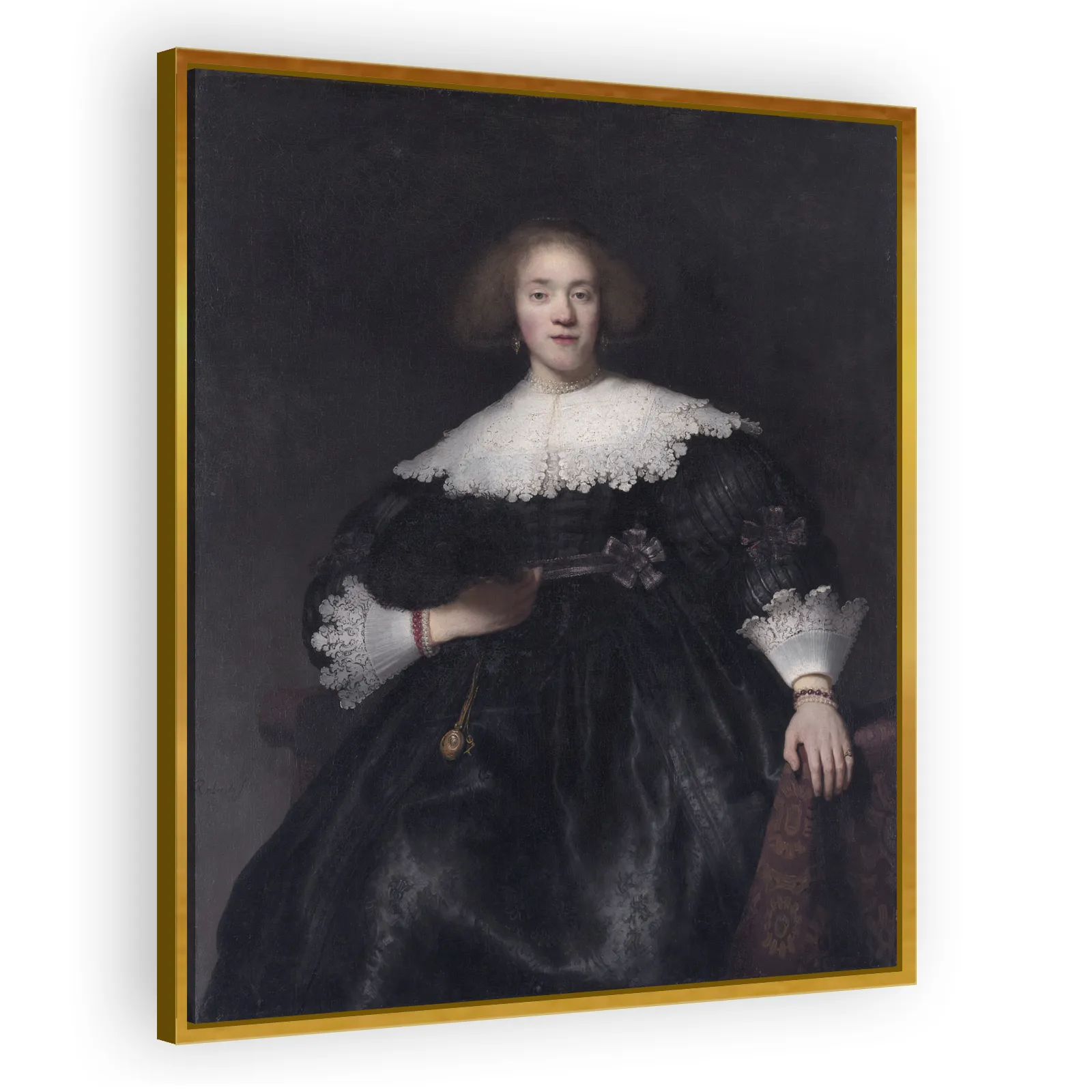 Portrait of a Young Woman with a Fan by Rembrandt Van Rijn - view 3 thumbnail
