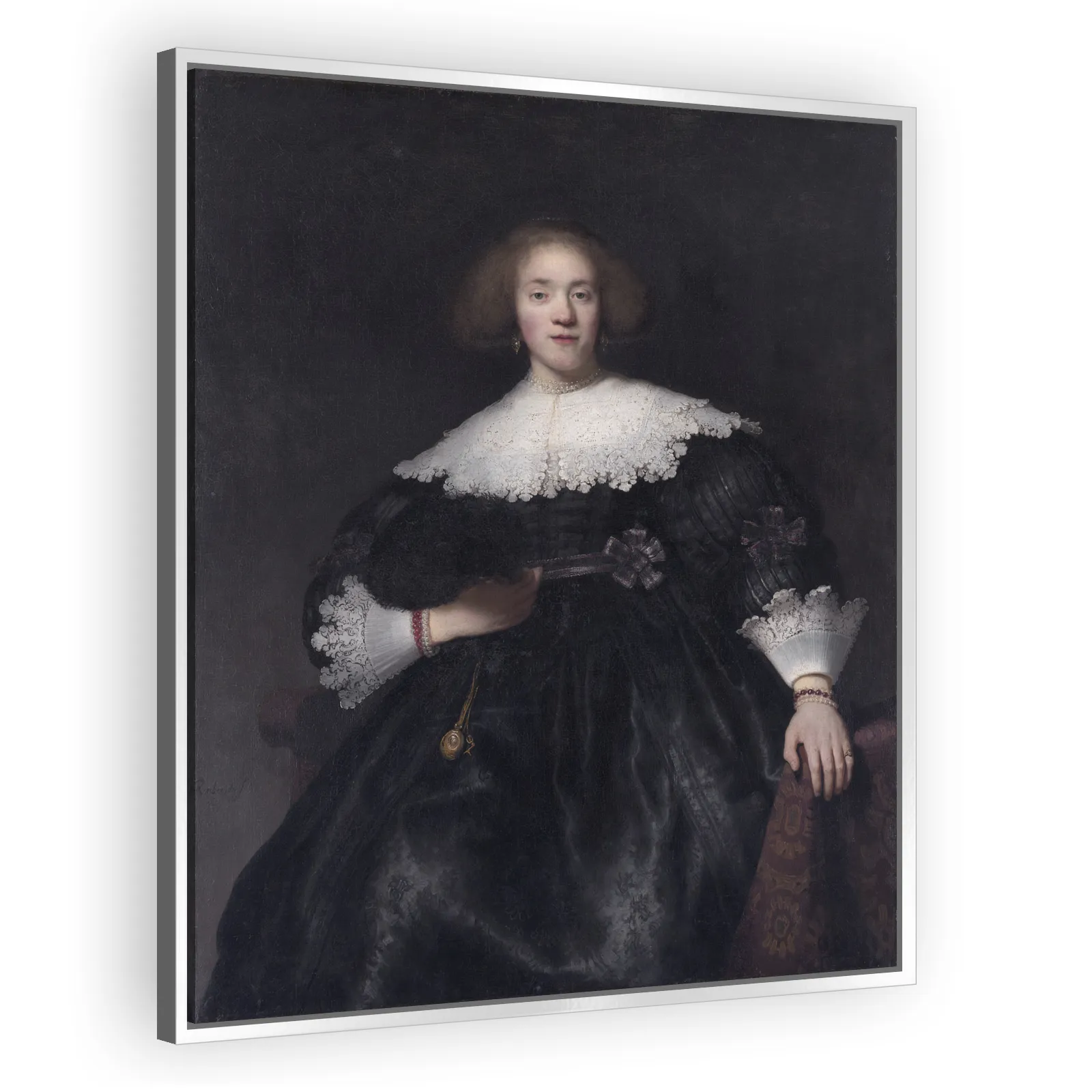 Portrait of a Young Woman with a Fan by Rembrandt Van Rijn - view 4 thumbnail
