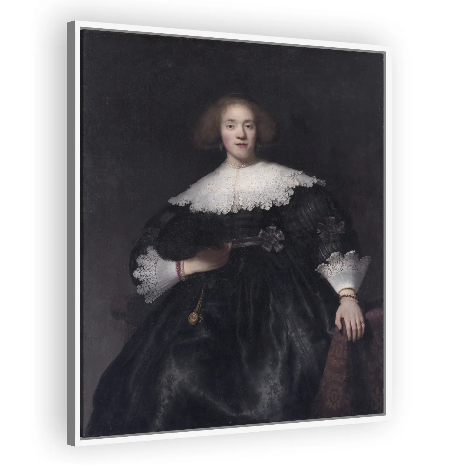 Portrait of a Young Woman with a Fan by Rembrandt Van Rijn - view 5 thumbnail