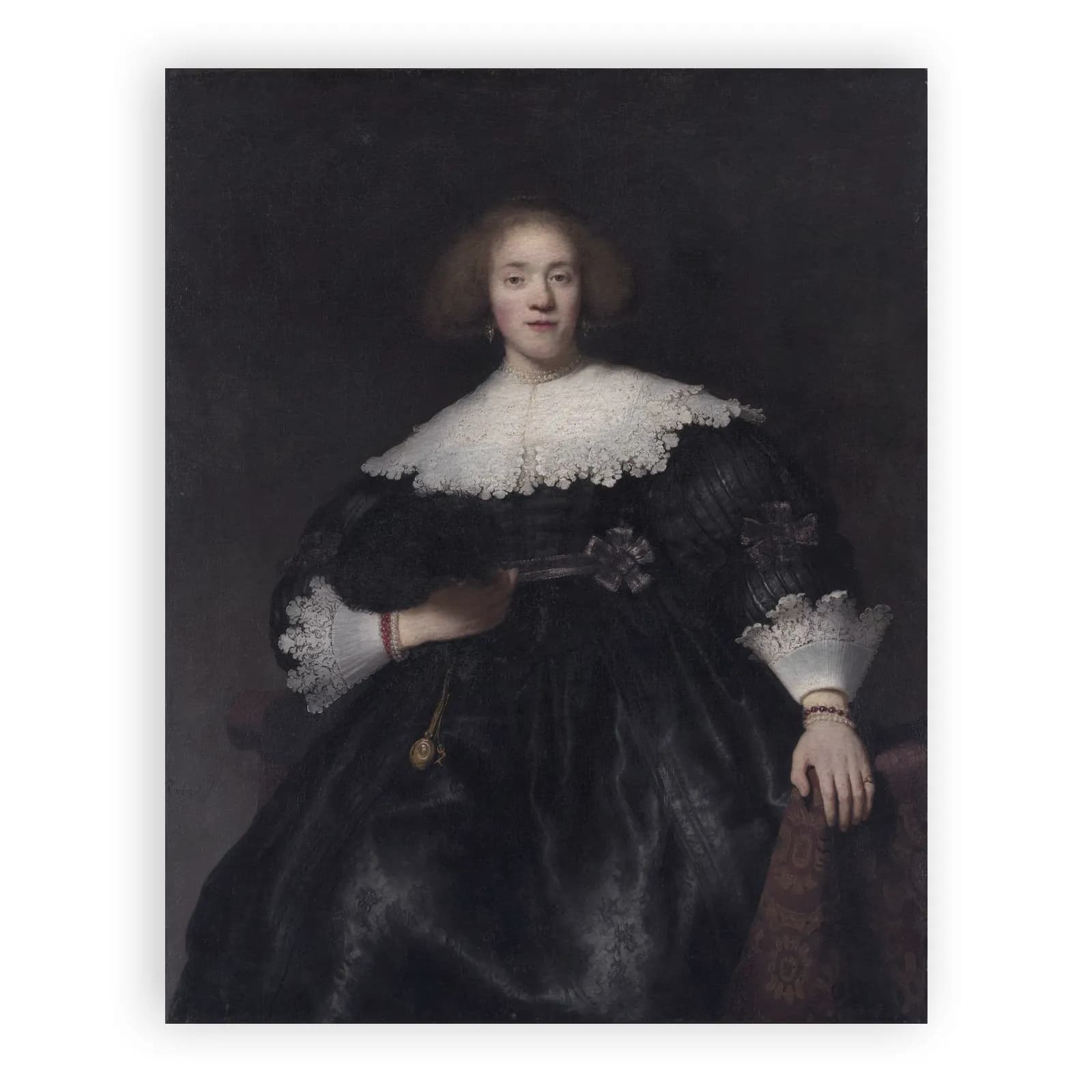 Portrait of a Young Woman with a Fan by Rembrandt Van Rijn - view 6 thumbnail