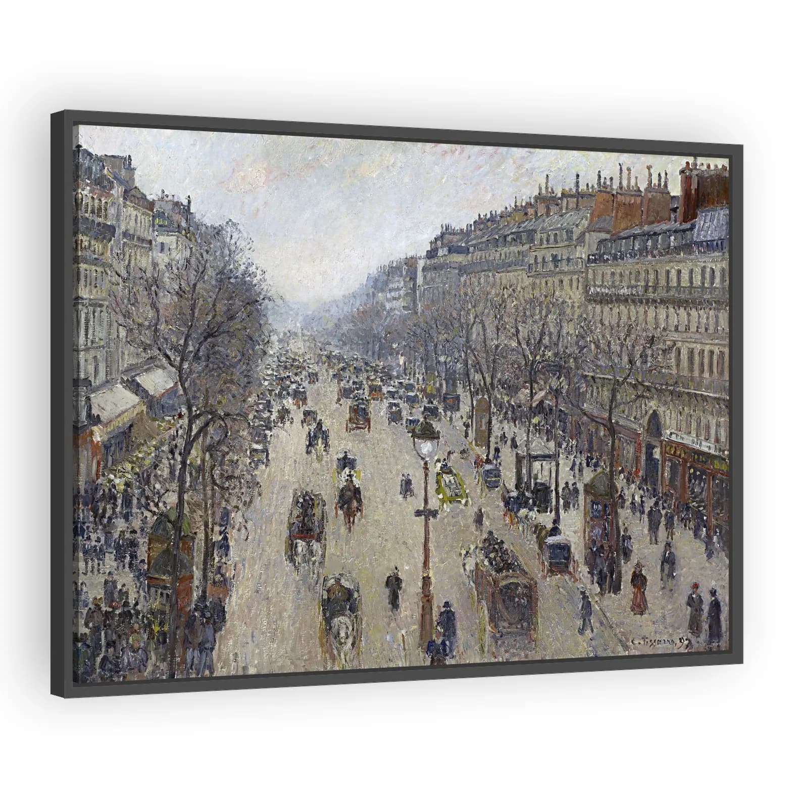 Boulevard Montmartre, Morning, Cloudy Weather by Camille Pissarro