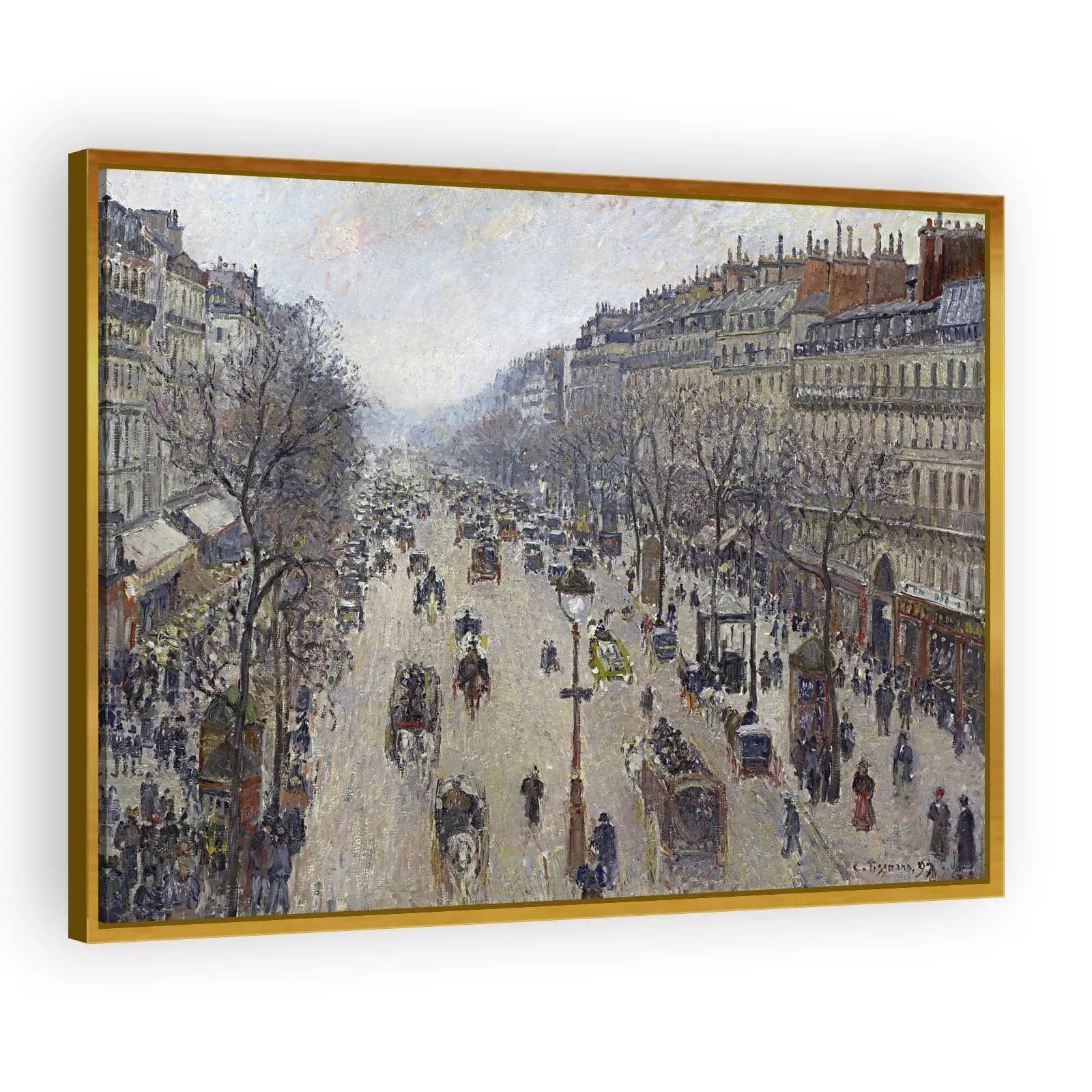 Boulevard Montmartre, Morning, Cloudy Weather by Camille Pissarro - view 3 thumbnail