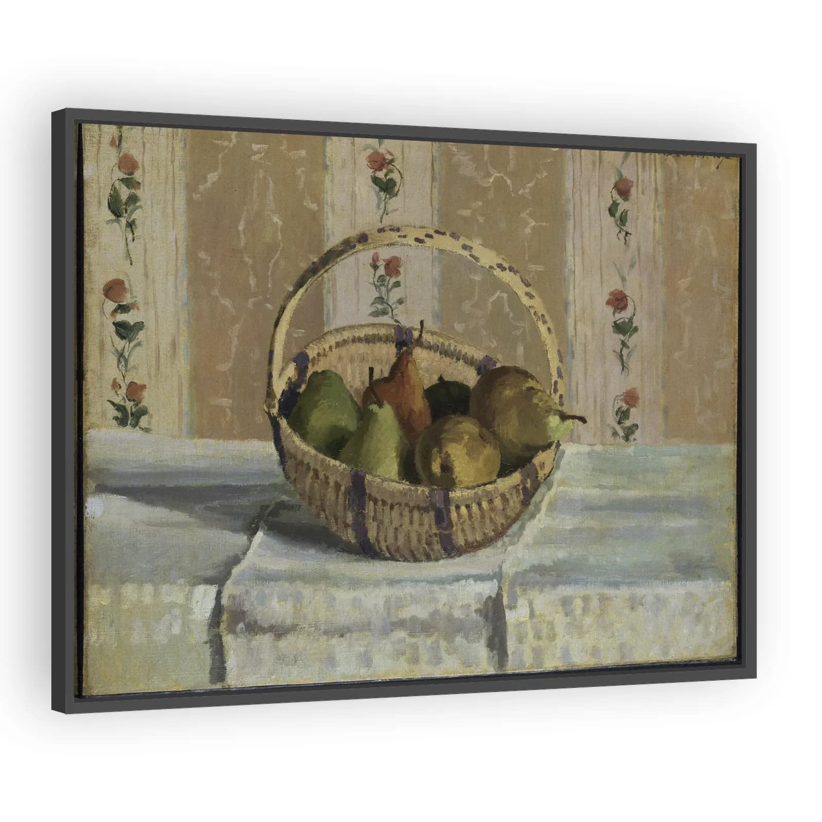 Still Life: Apples and Pears in a Round Basket by Camille Pissarro