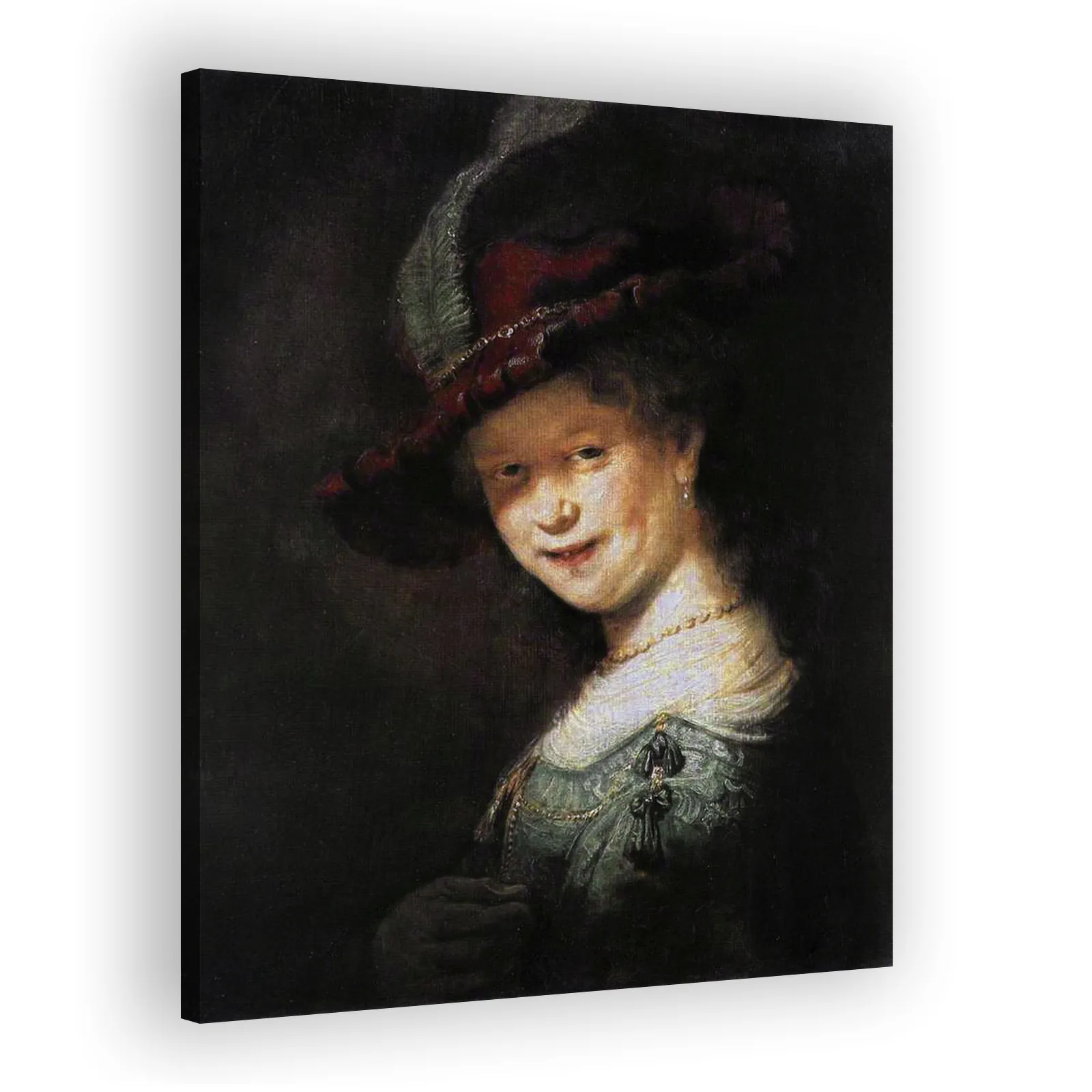 Bust of a Young Woman Smiling (possibly Saskia van Uylenburgh) by Rembrandt Van Rijn - view 2 thumbnail