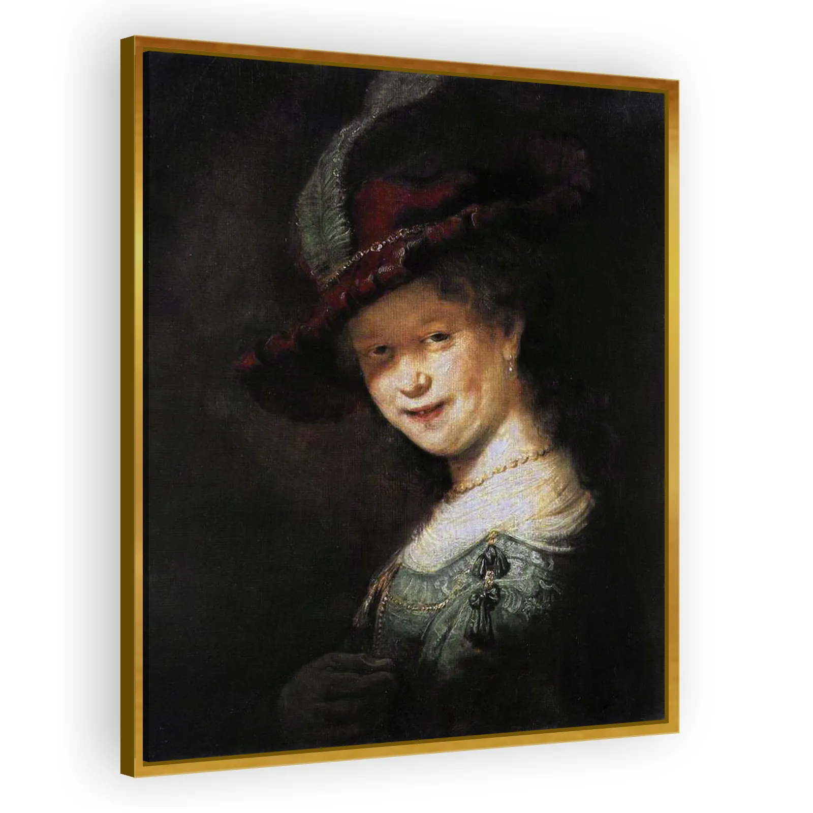 Bust of a Young Woman Smiling (possibly Saskia van Uylenburgh) by Rembrandt Van Rijn - view 3 thumbnail