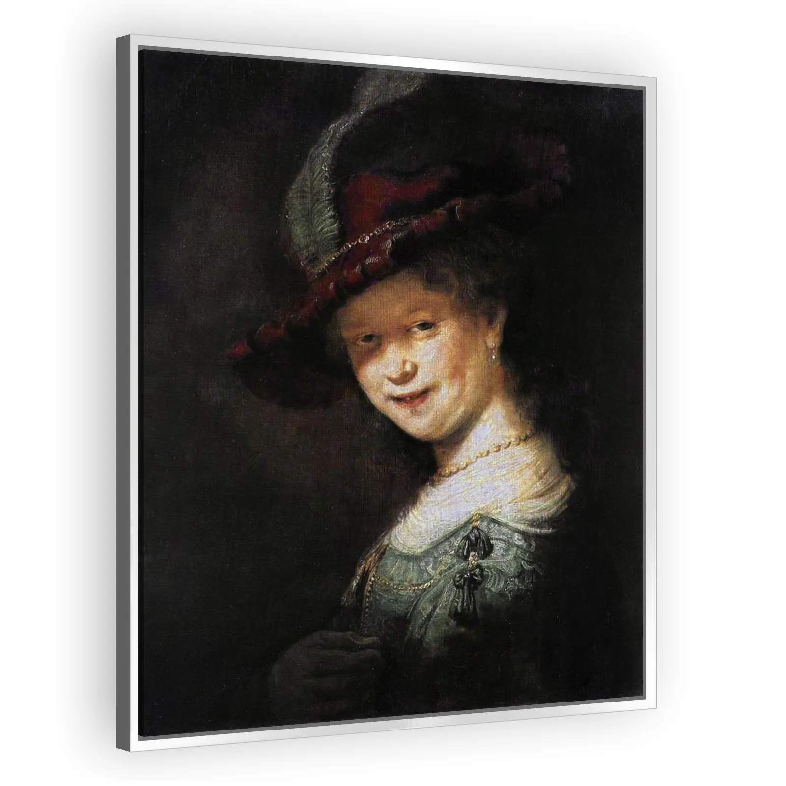 Bust of a Young Woman Smiling (possibly Saskia van Uylenburgh) by Rembrandt Van Rijn - view 4 thumbnail