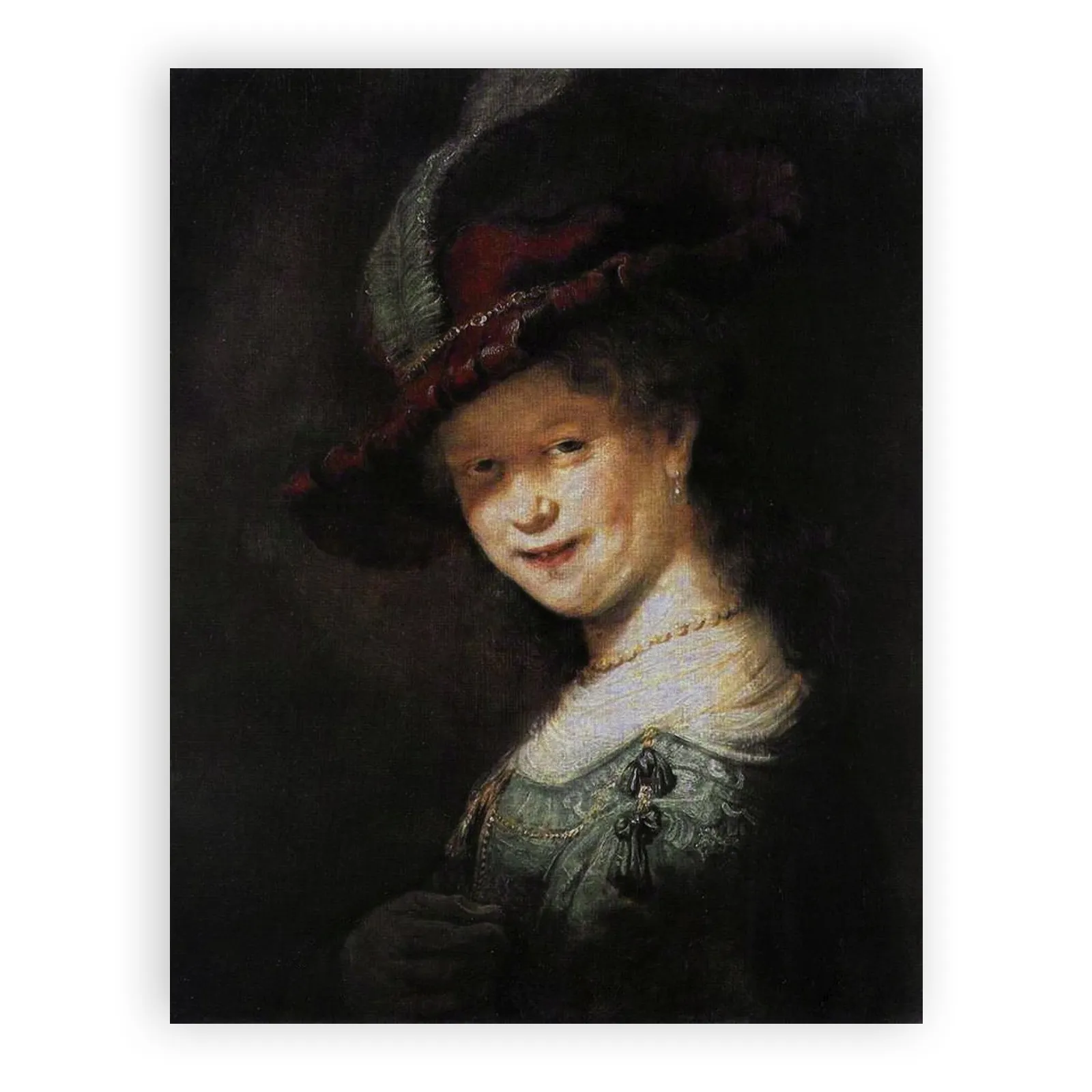 Bust of a Young Woman Smiling (possibly Saskia van Uylenburgh) by Rembrandt Van Rijn - view 6 thumbnail