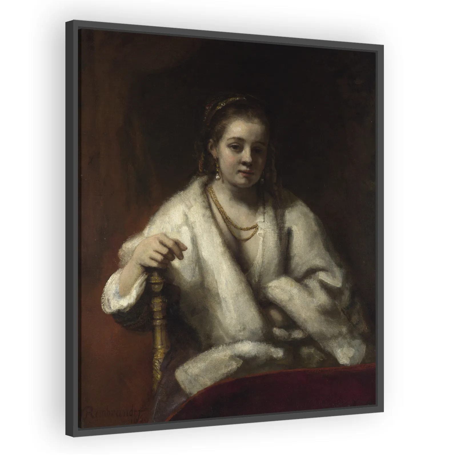 Hendrickje with Fur Wrap by Rembrandt Van Rijn