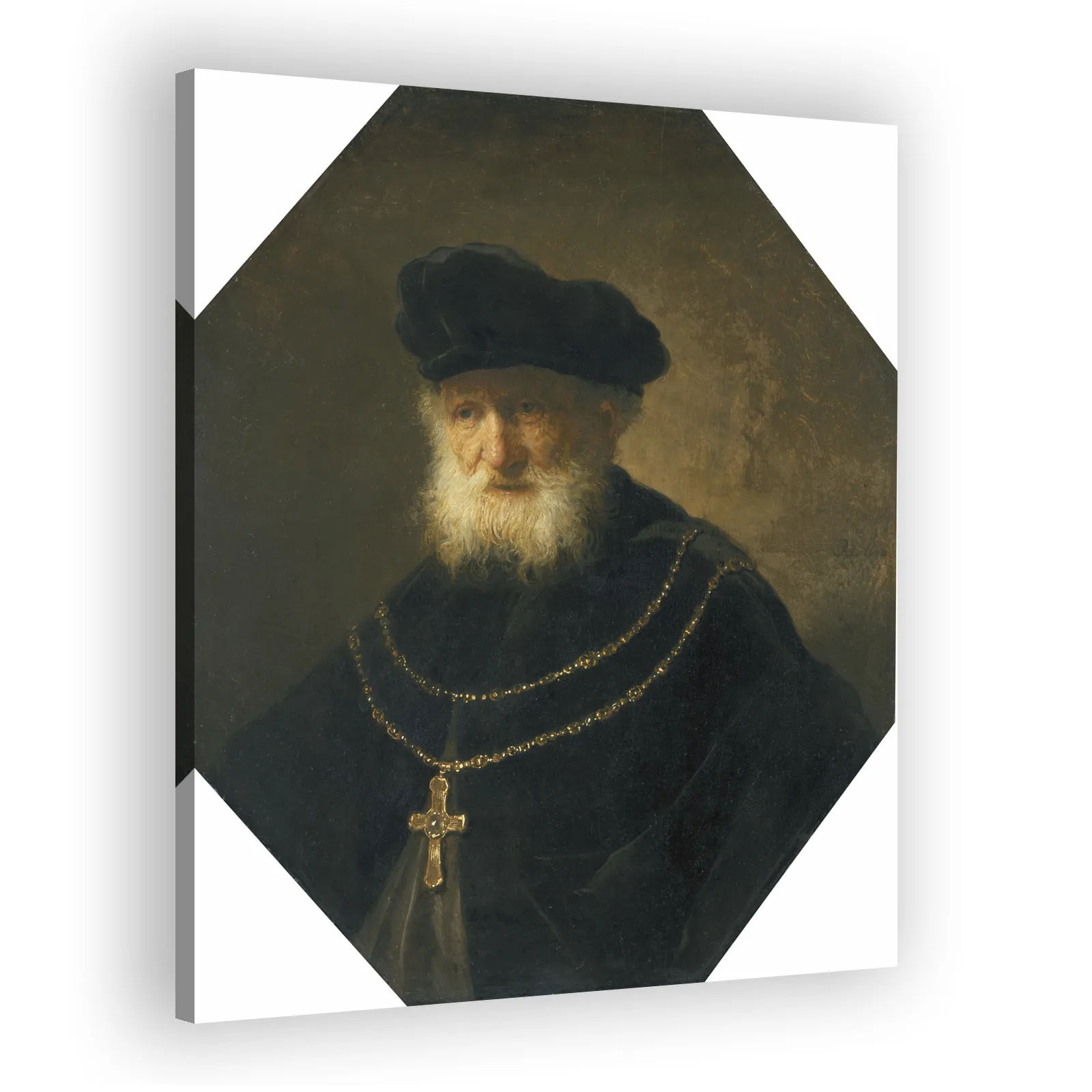 Bust of a Man Wearing a Golden Chain with a Cross by Rembrandt Van Rijn - view 2 thumbnail
