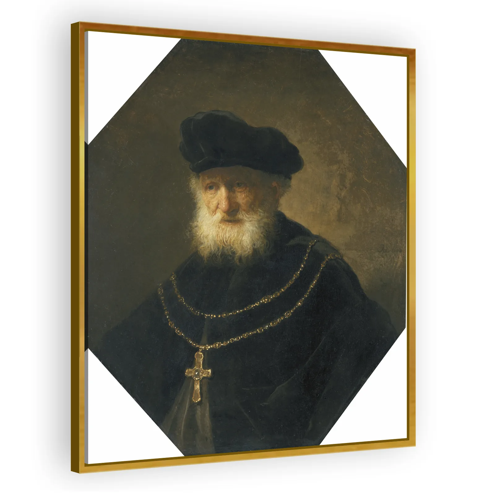 Bust of a Man Wearing a Golden Chain with a Cross by Rembrandt Van Rijn - view 3 thumbnail